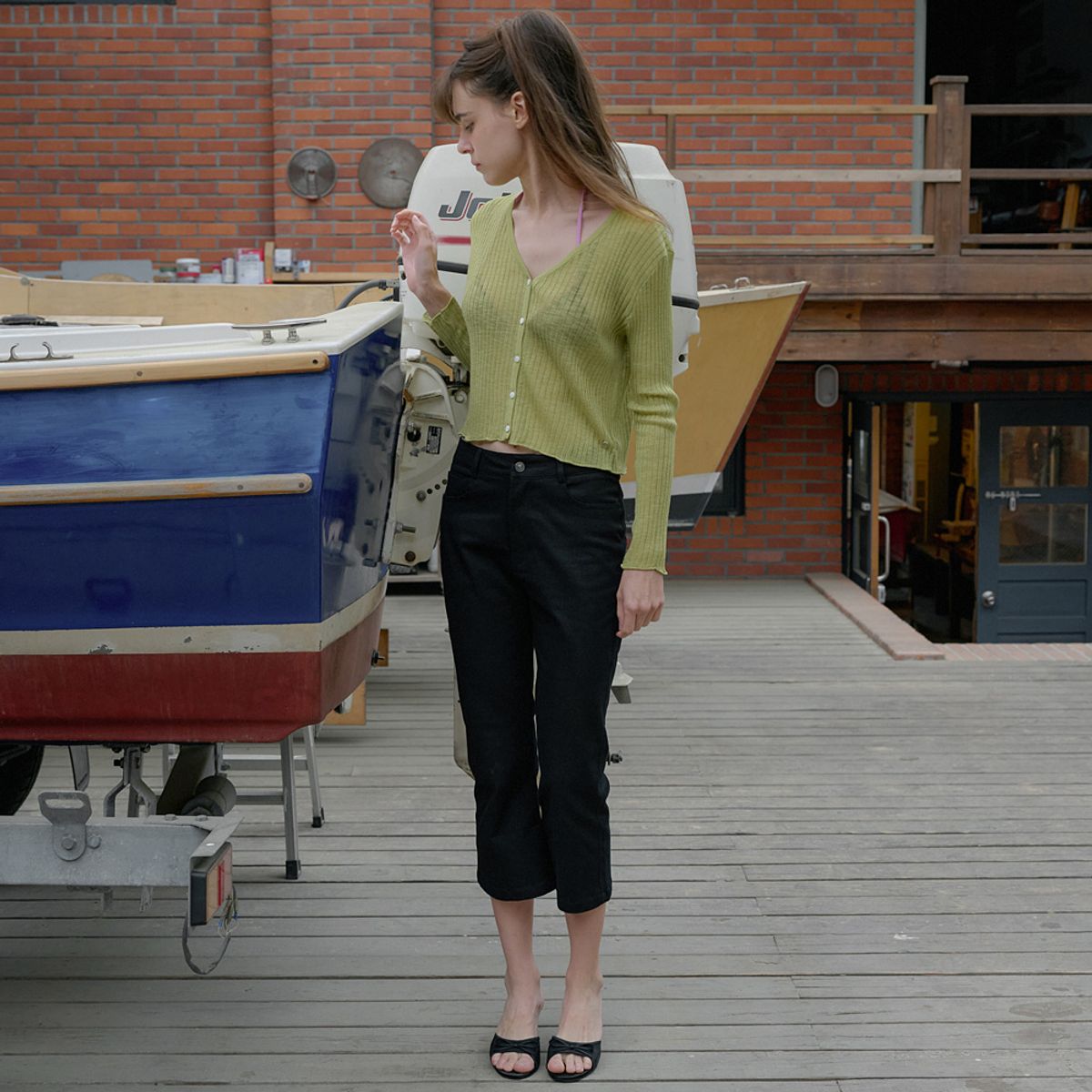 엘씨브이(LCVE) COMFORT CAPRI PANTS_BLACK