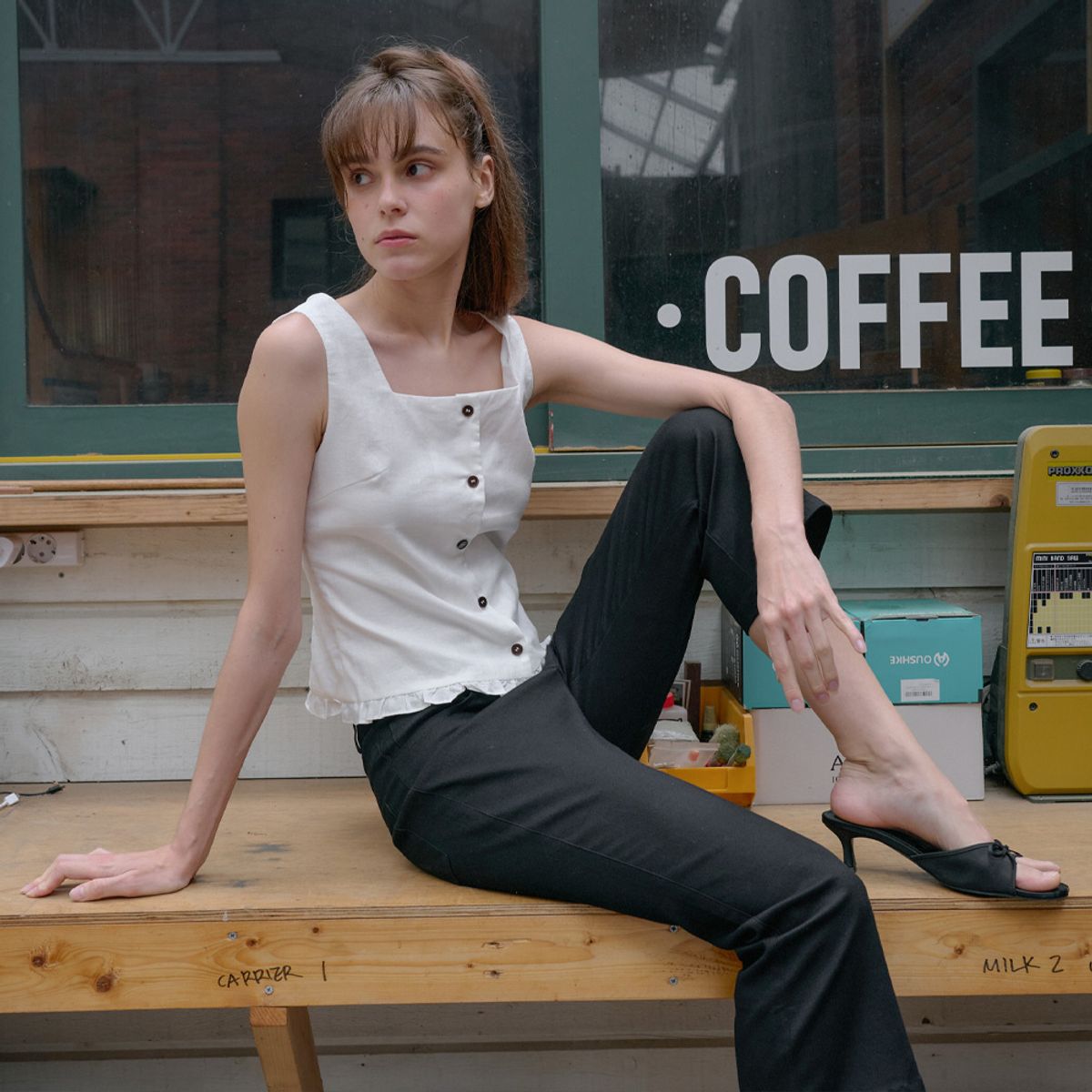엘씨브이(LCVE) COMFORT CAPRI PANTS_BLACK