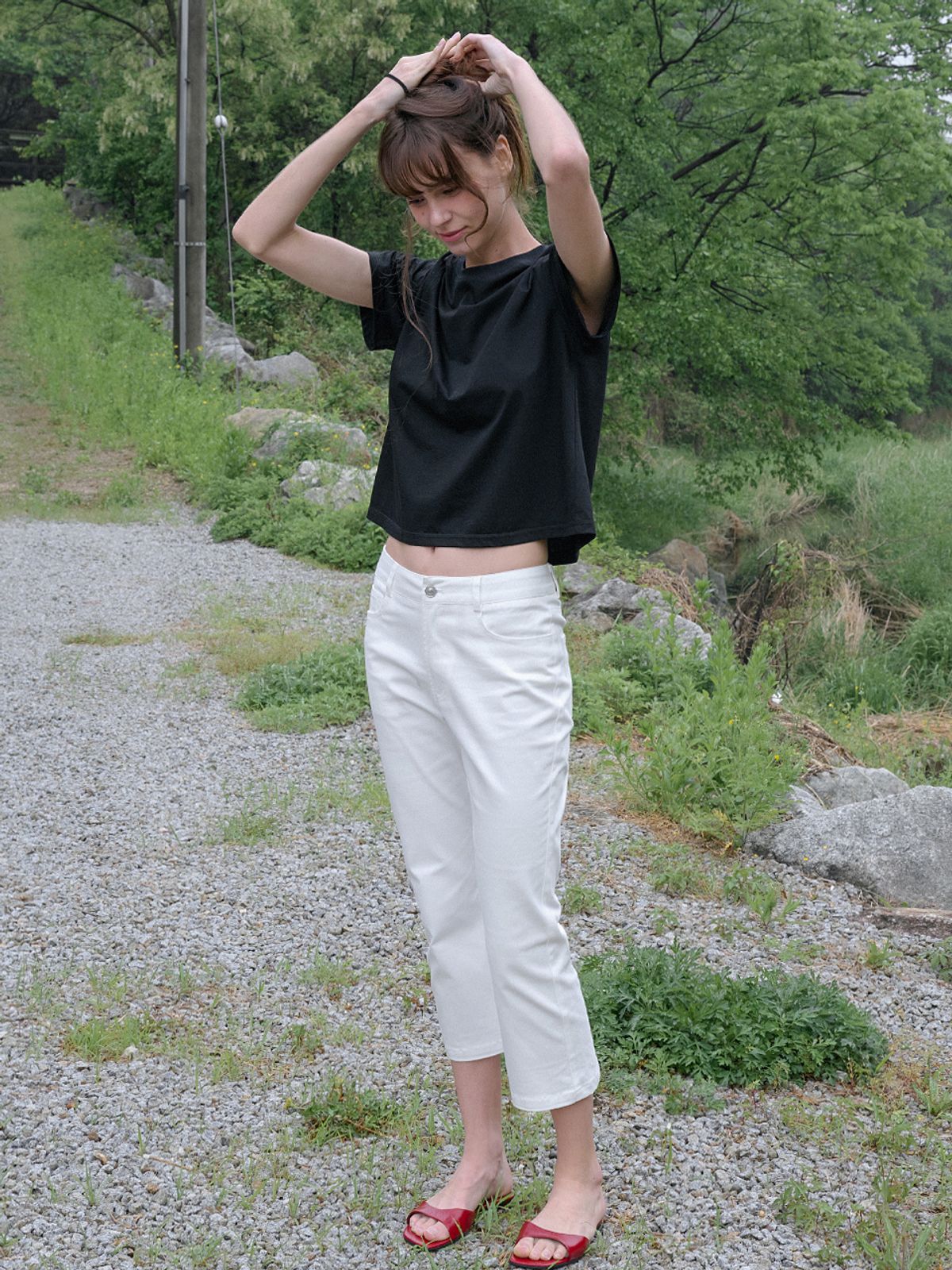 엘씨브이(LCVE) COMFORT CAPRI PANTS_WHITE