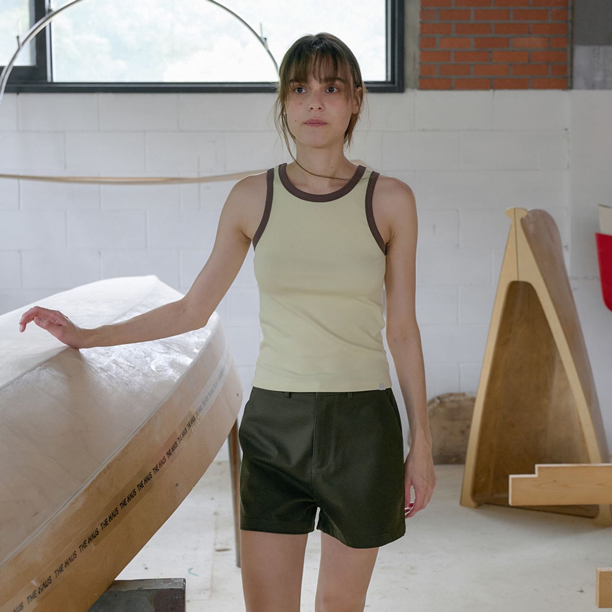 엘씨브이(LCVE) MINIMAL COTTON SHORTS_KHAKI