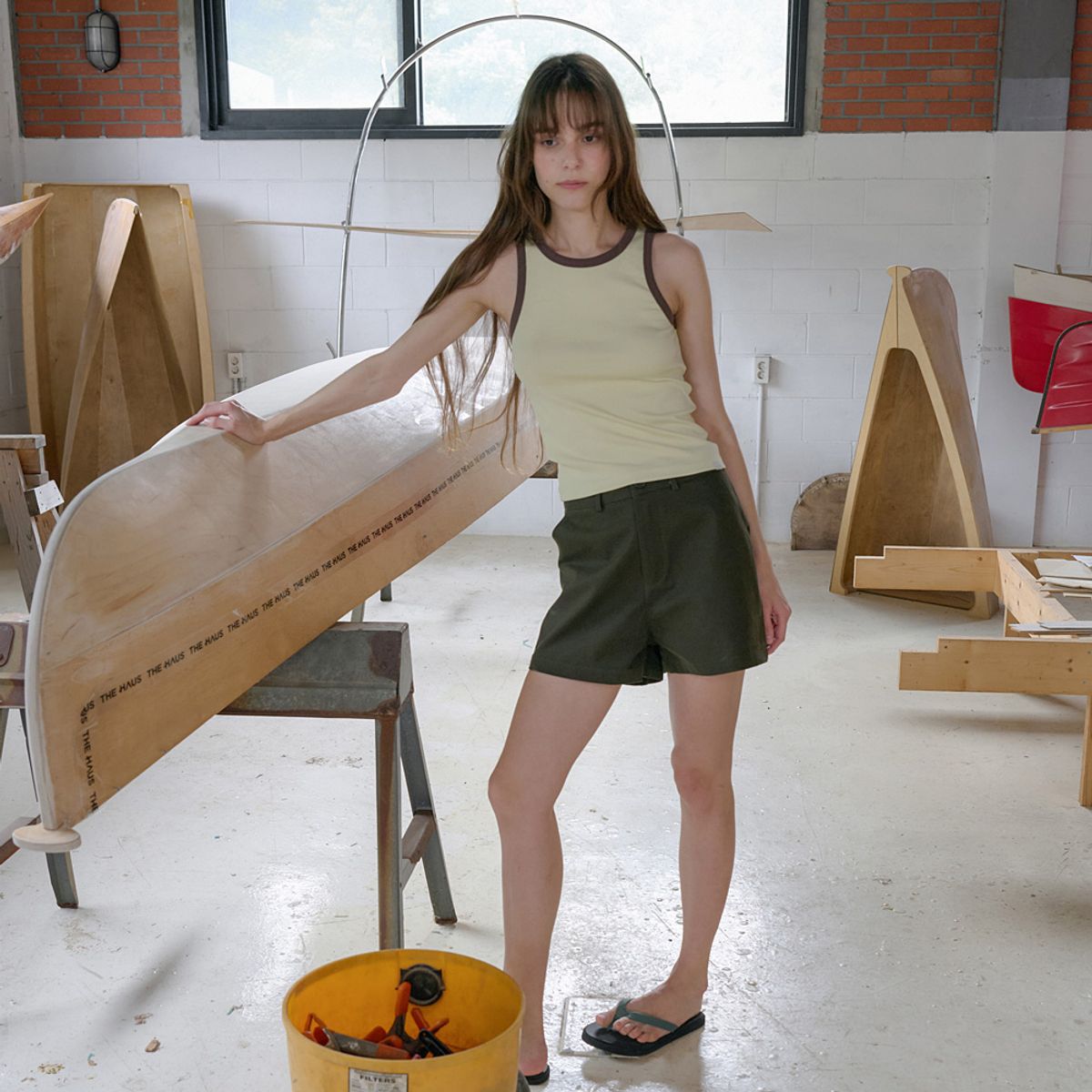 엘씨브이(LCVE) MINIMAL COTTON SHORTS_KHAKI