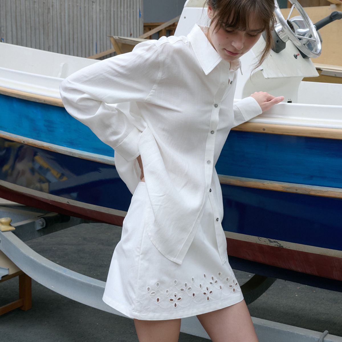 엘씨브이(LCVE) PUNCHING LACE MINI SKIRT_IVORY