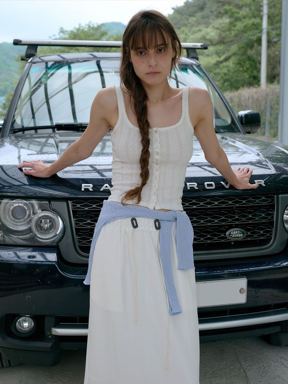 엘씨브이(LCVE) EYELET LACE SLEEVELESS TOP_IVORY