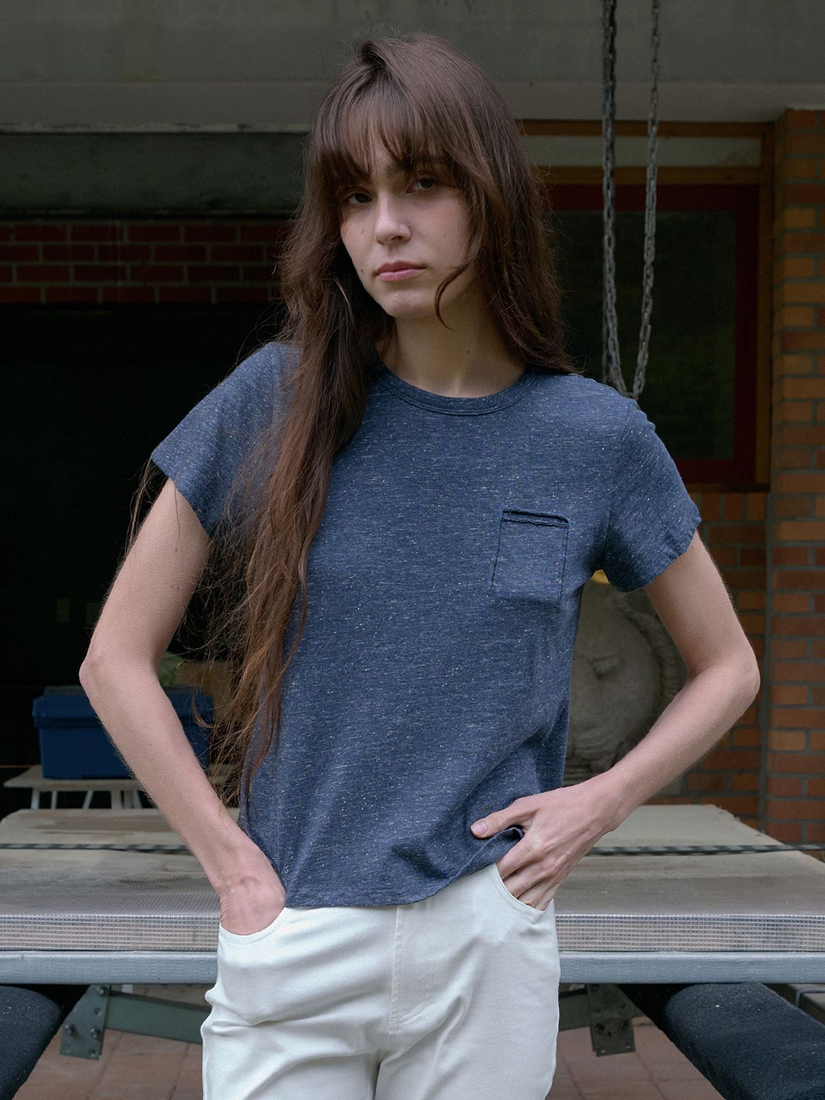 엘씨브이(LCVE) SLUB NEP POCKET T-SHIRT_NAVY