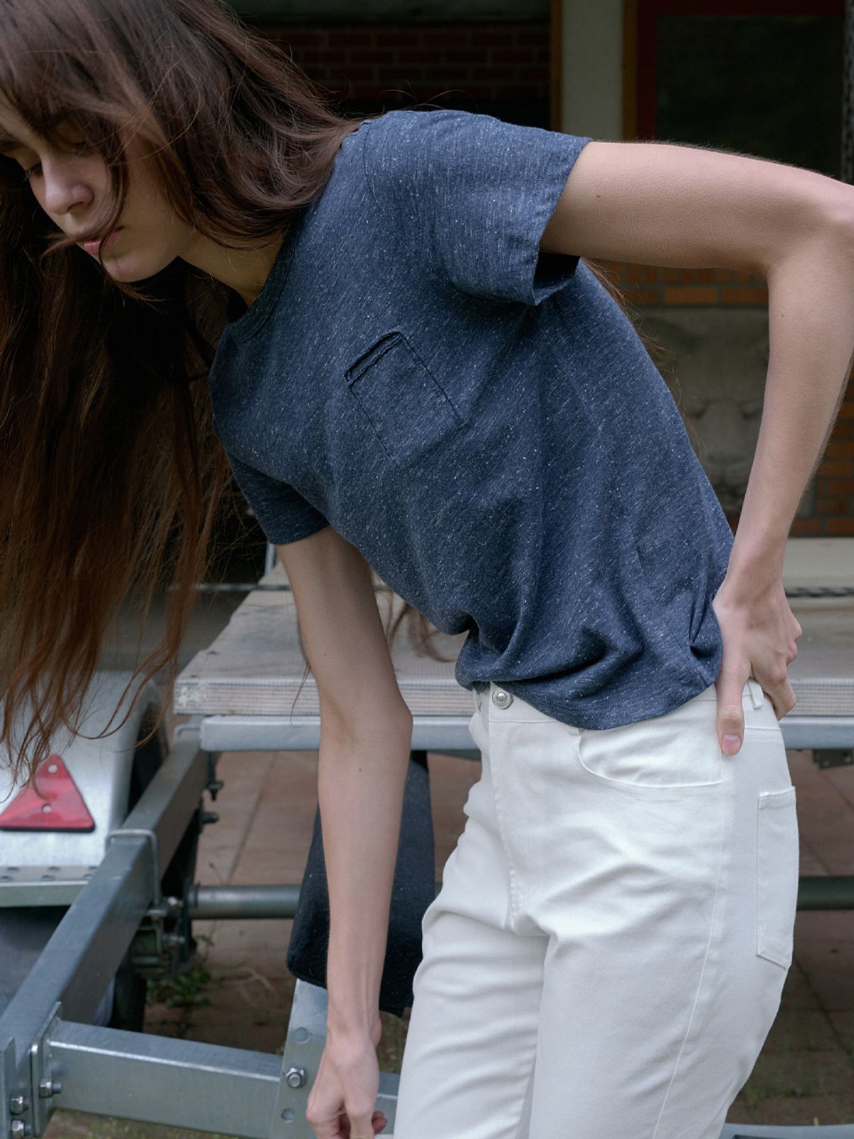 엘씨브이(LCVE) SLUB NEP POCKET T-SHIRT_NAVY