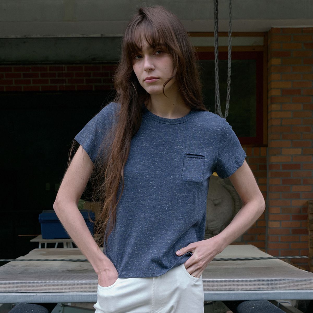 엘씨브이(LCVE) SLUB NEP POCKET T-SHIRT_NAVY