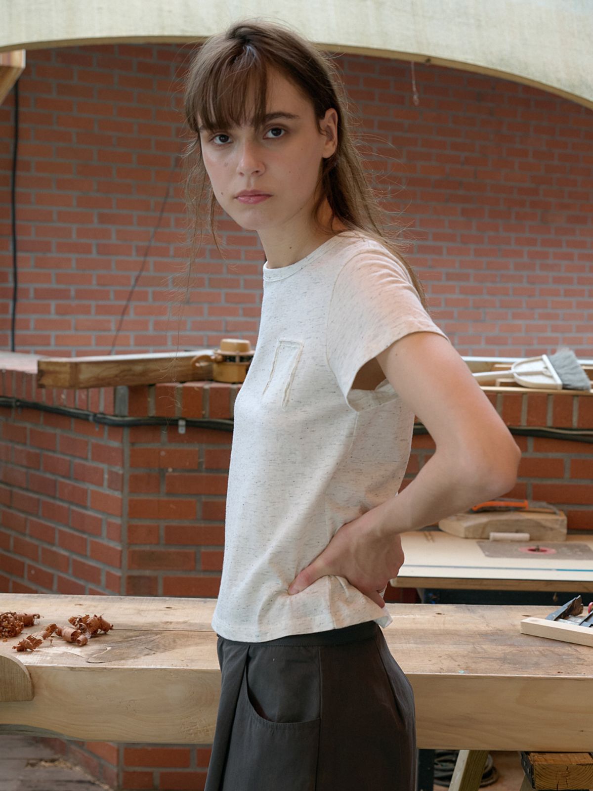 엘씨브이(LCVE) SLUB NEP POCKET T-SHIRT_IVORY