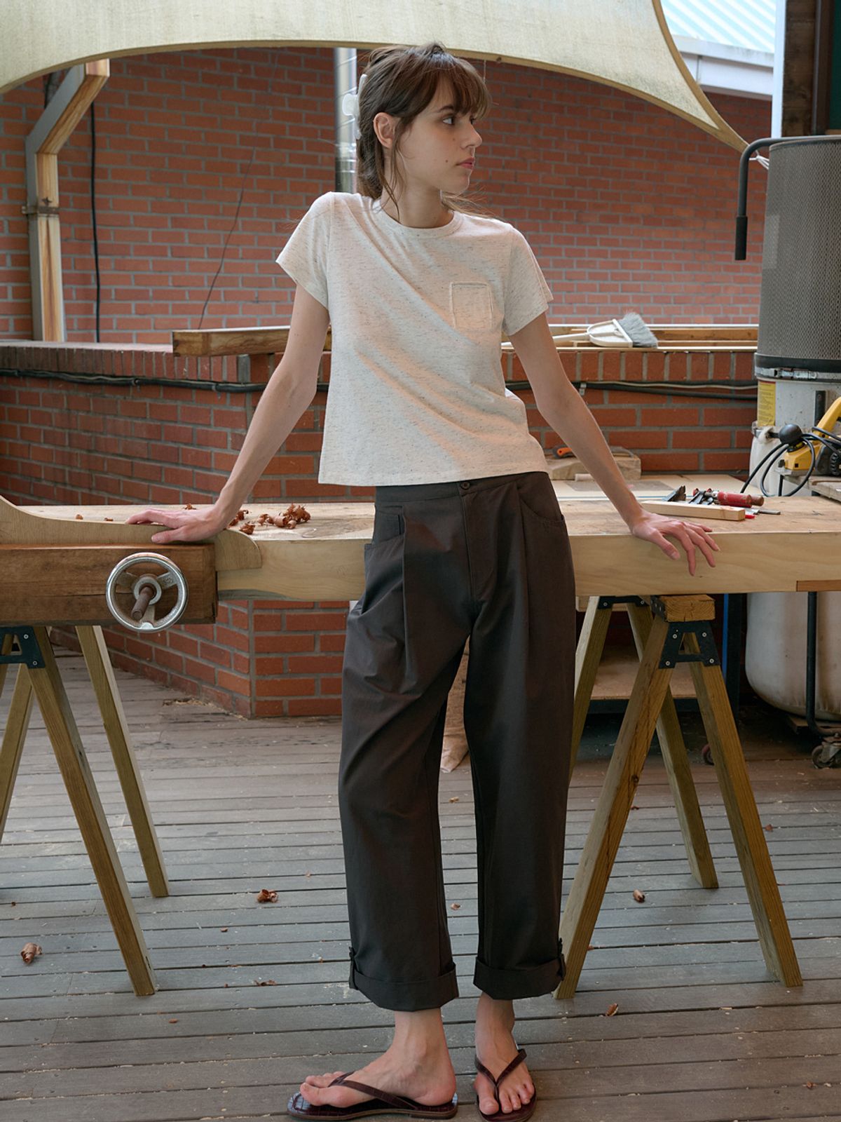 엘씨브이(LCVE) SLUB NEP POCKET T-SHIRT_IVORY