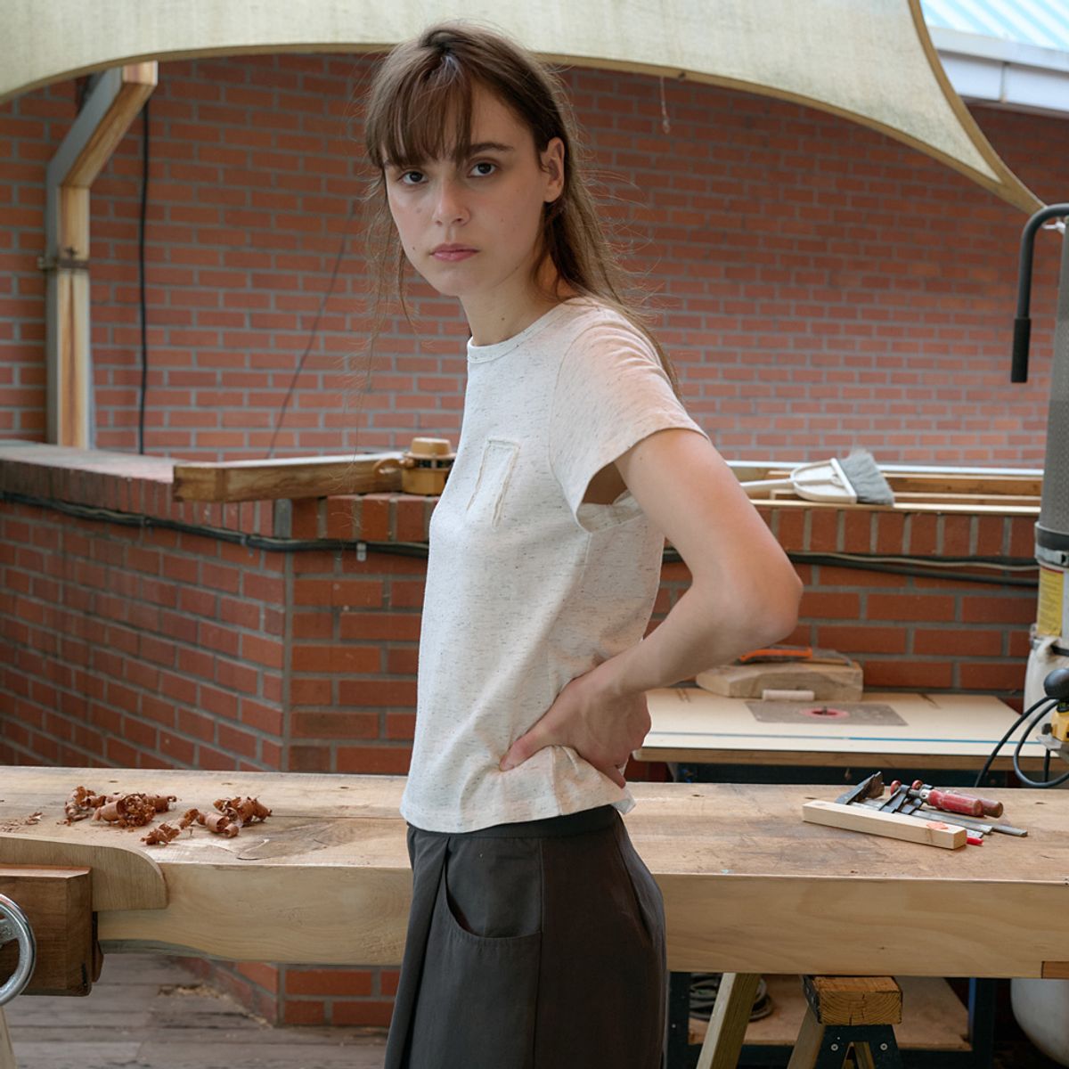 엘씨브이(LCVE) SLUB NEP POCKET T-SHIRT_IVORY