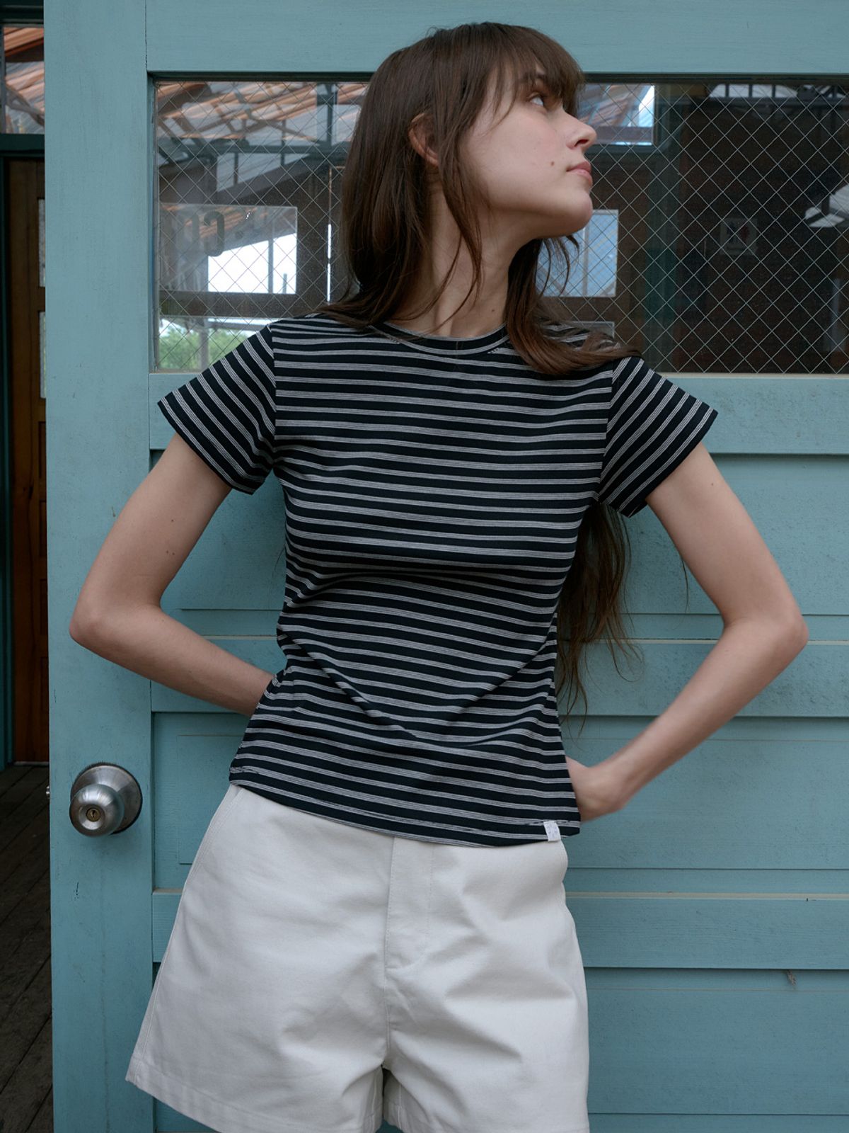 엘씨브이(LCVE) LINE PINSTRIPE T-SHIRT_BLACK