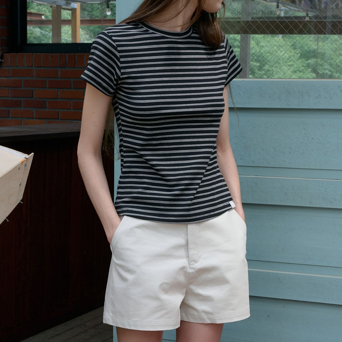 엘씨브이(LCVE) LINE PINSTRIPE T-SHIRT_BLACK