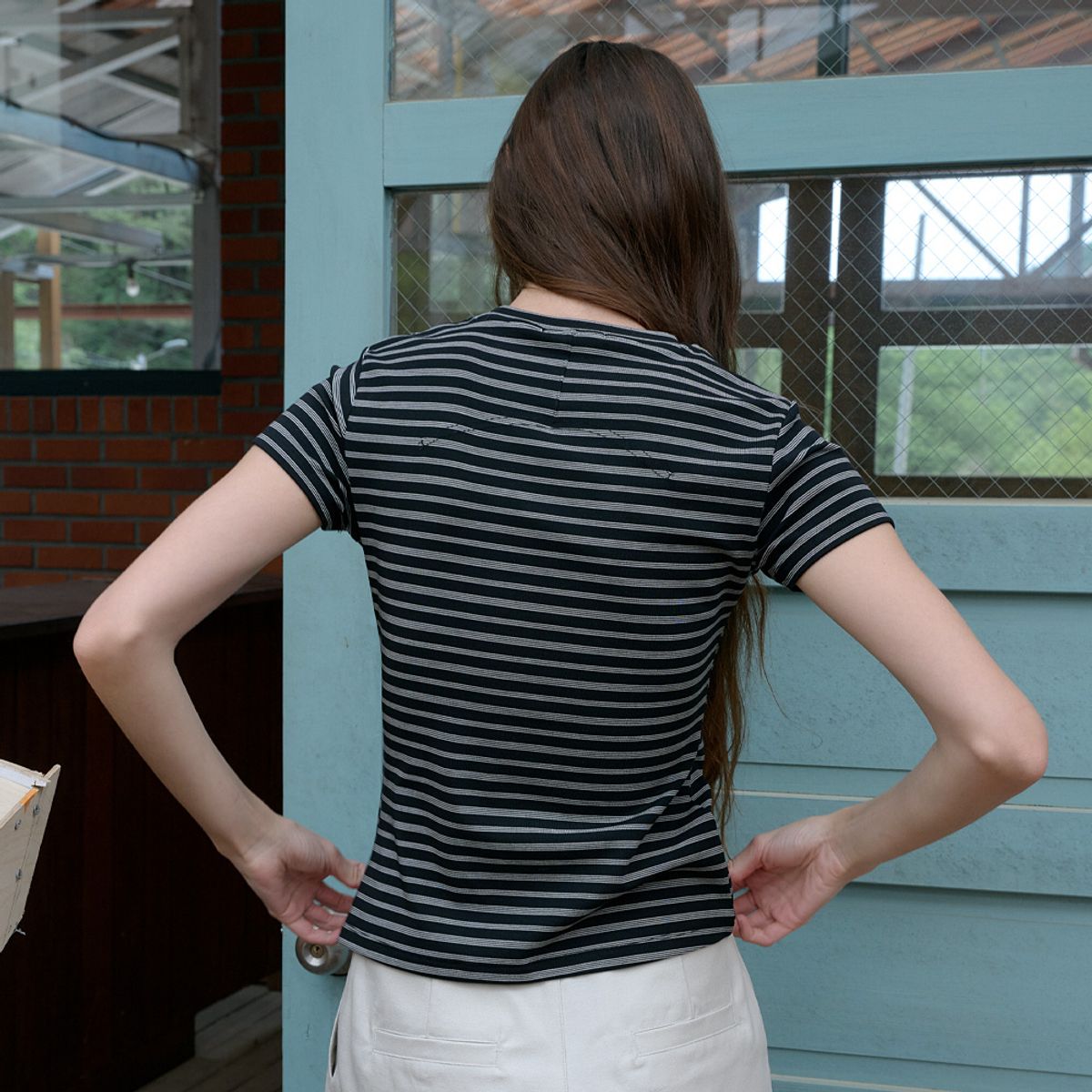 엘씨브이(LCVE) LINE PINSTRIPE T-SHIRT_BLACK