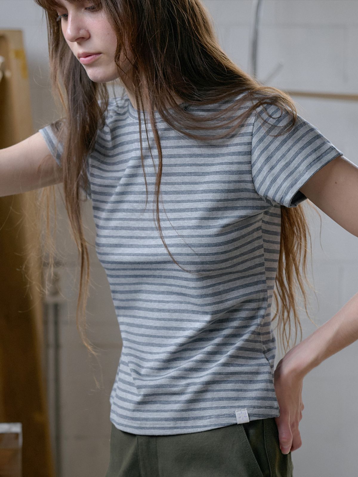 엘씨브이(LCVE) LINE PINSTRIPE T-SHIRT_GRAY