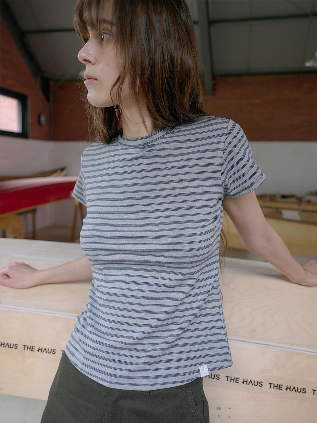 엘씨브이(LCVE) LINE PINSTRIPE T-SHIRT_GRAY