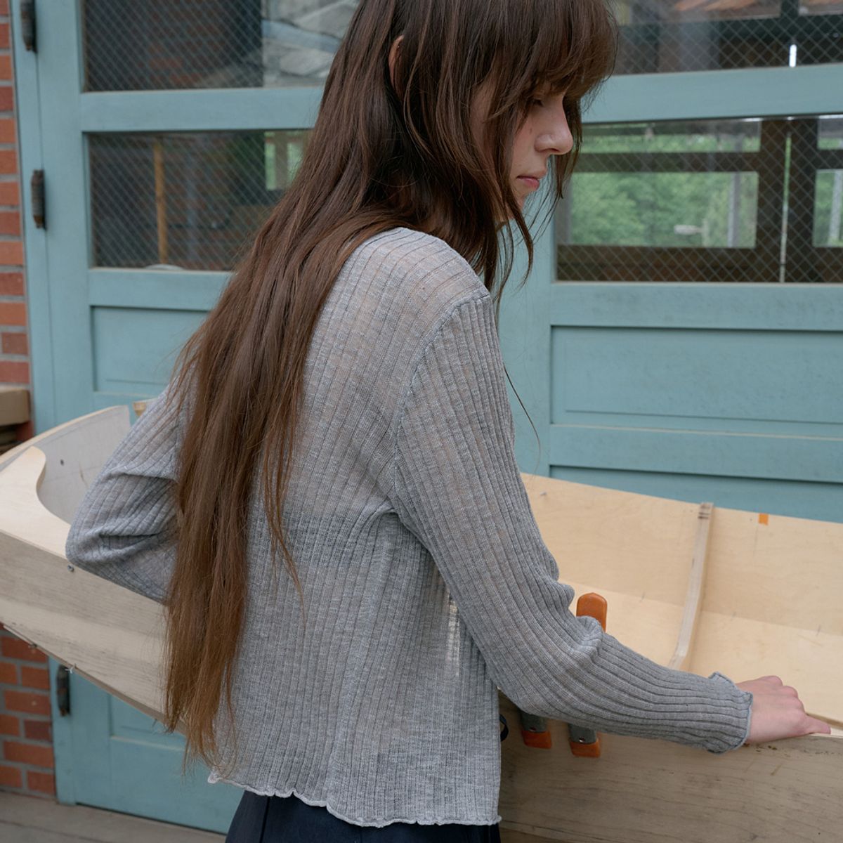 엘씨브이(LCVE) ESSENTIAL V-NECK KNIT CARDIGAN_GRAY