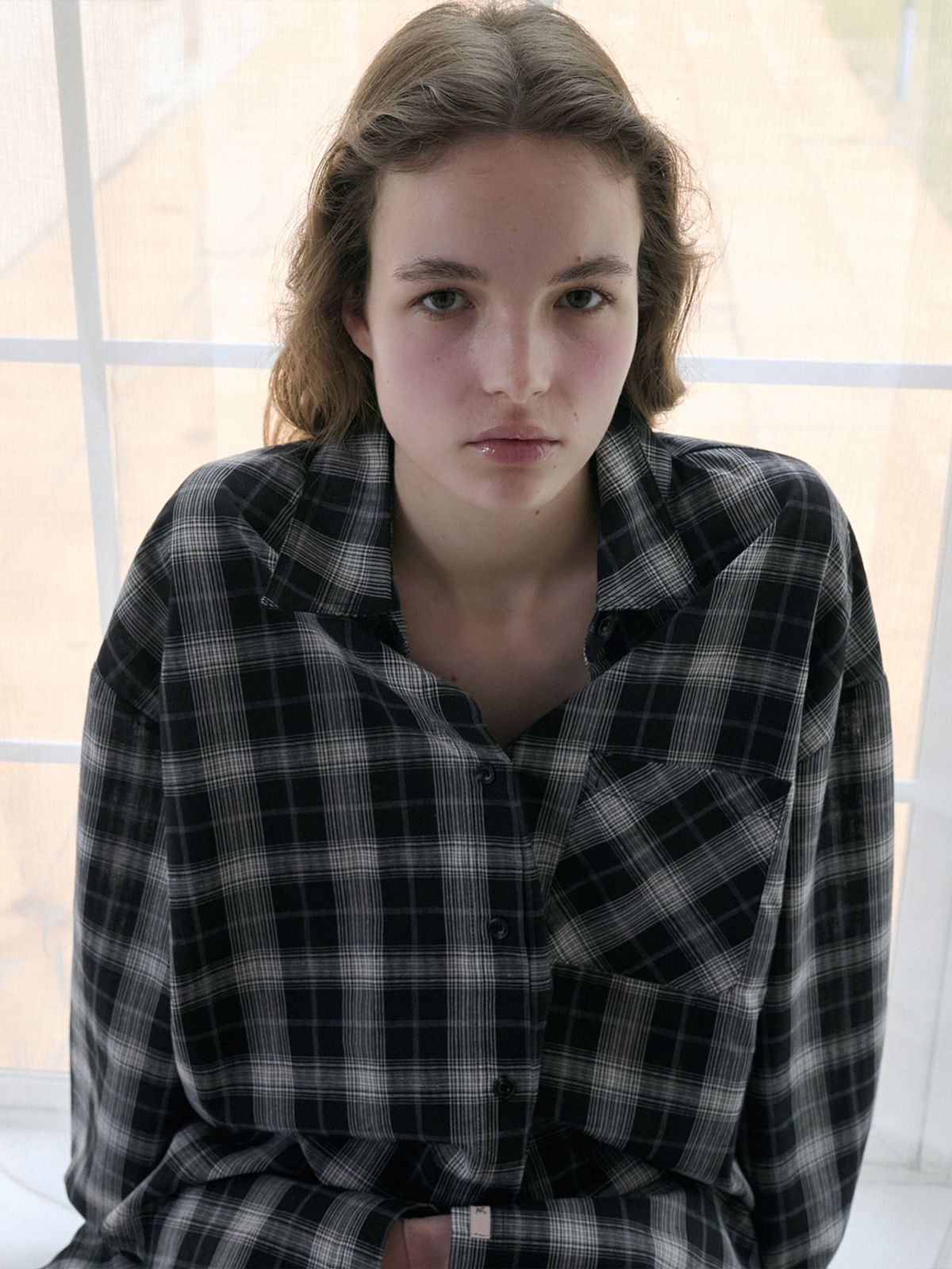 엘씨브이(LCVE) BOLD CHECK LOOSE-FIT SHIRT_BLACK