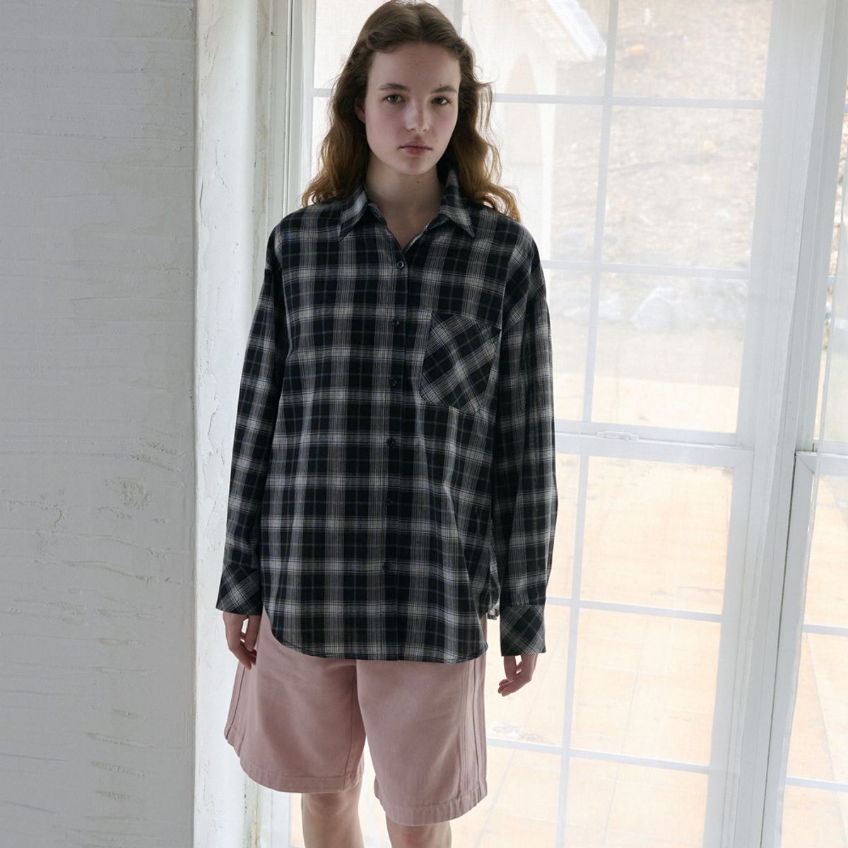 엘씨브이(LCVE) BOLD CHECK LOOSE-FIT SHIRT_BLACK
