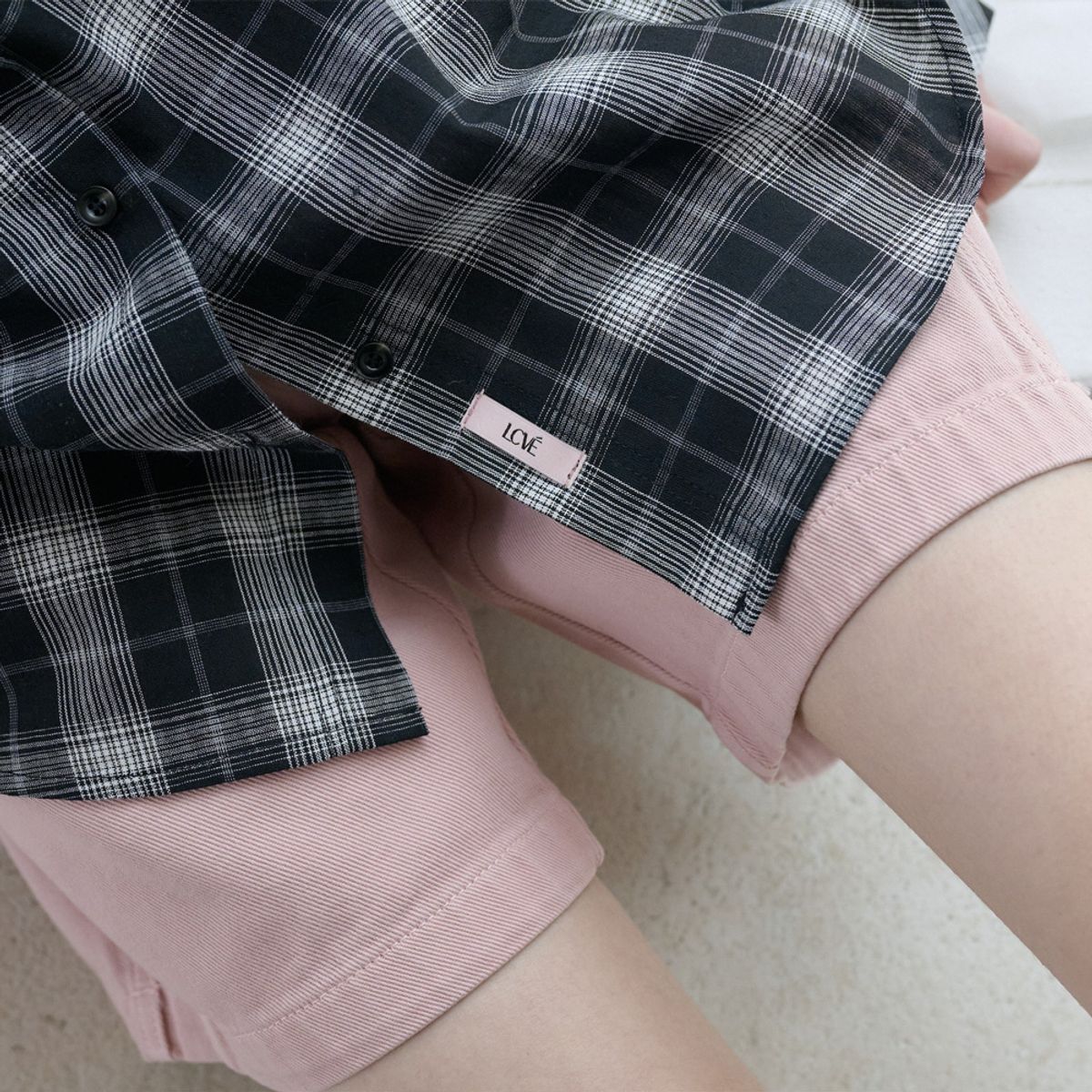 엘씨브이(LCVE) BOLD CHECK LOOSE-FIT SHIRT_BLACK
