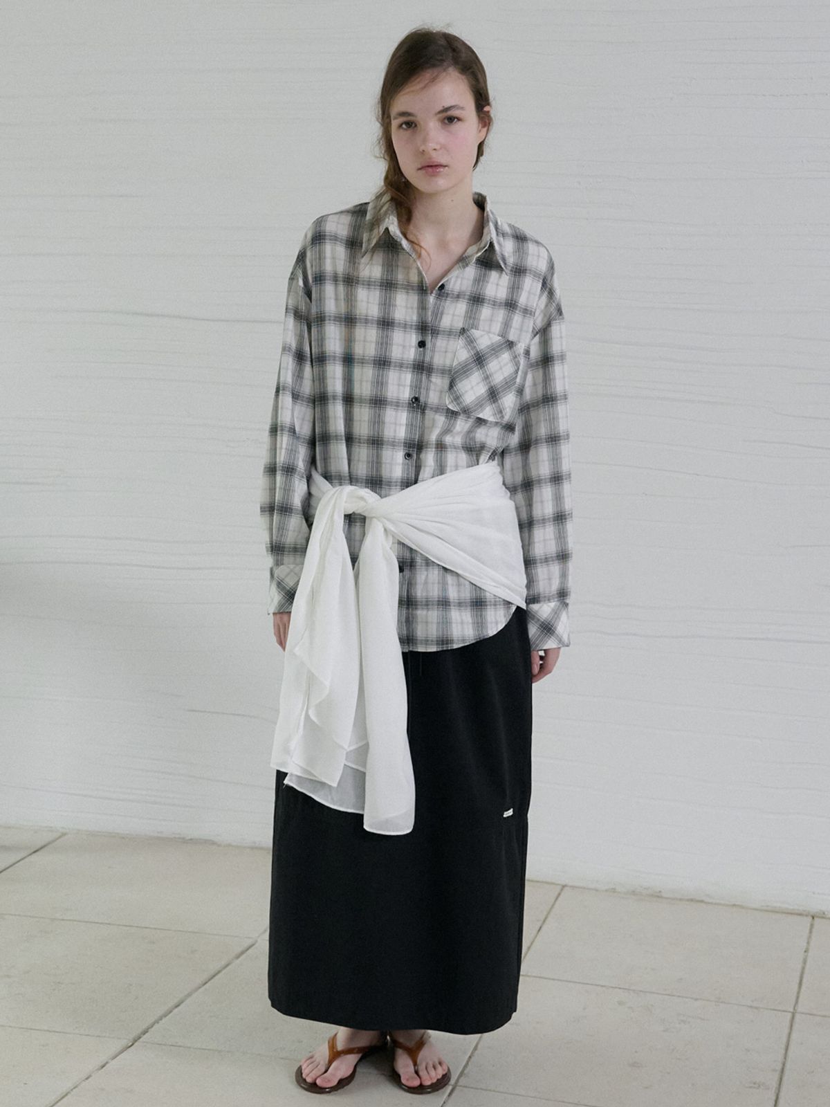 엘씨브이(LCVE) BOLD CHECK LOOSE-FIT SHIRT_WHITE