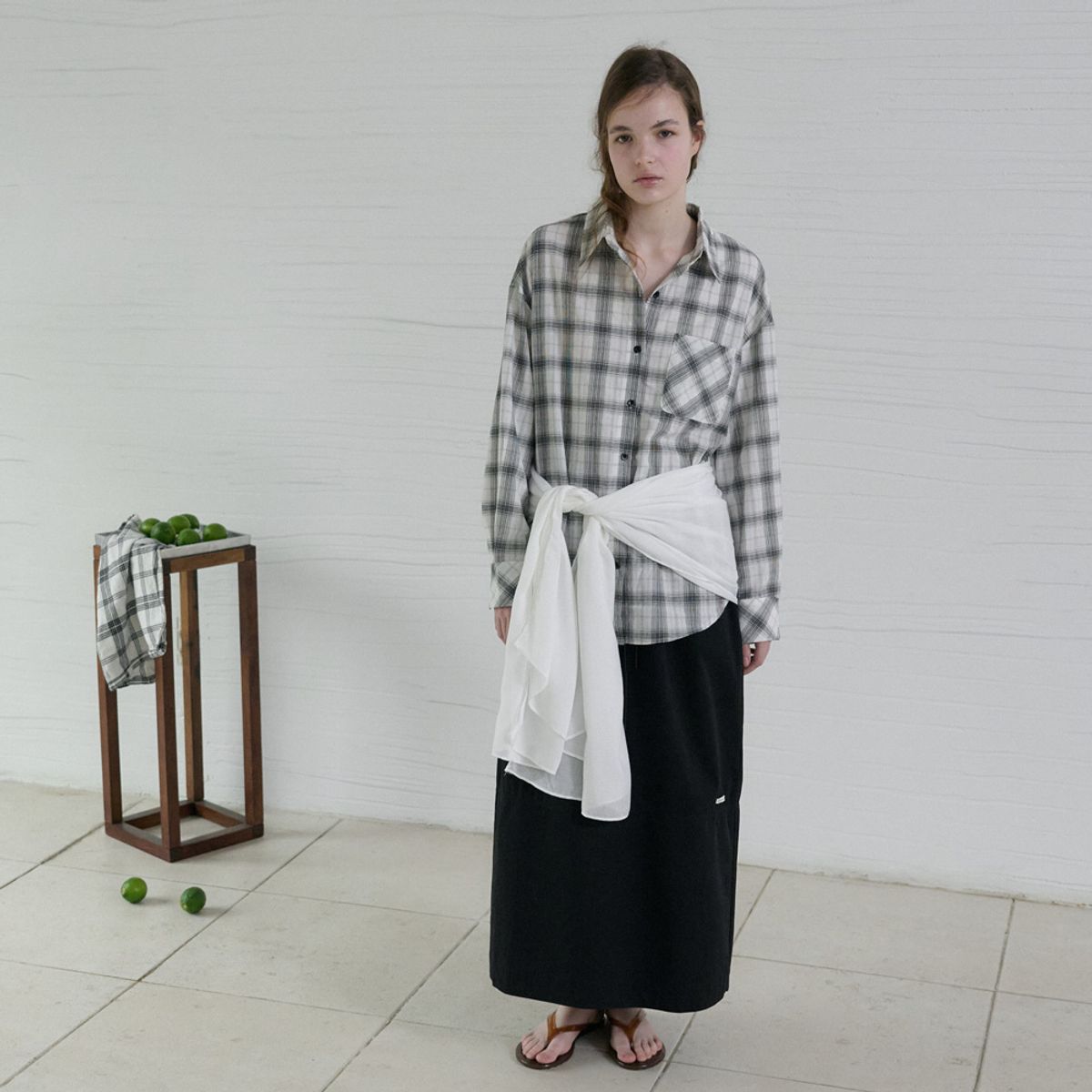 엘씨브이(LCVE) BOLD CHECK LOOSE-FIT SHIRT_WHITE