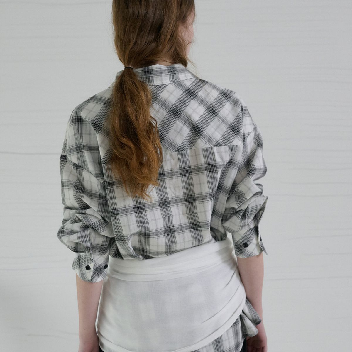 엘씨브이(LCVE) BOLD CHECK LOOSE-FIT SHIRT_WHITE