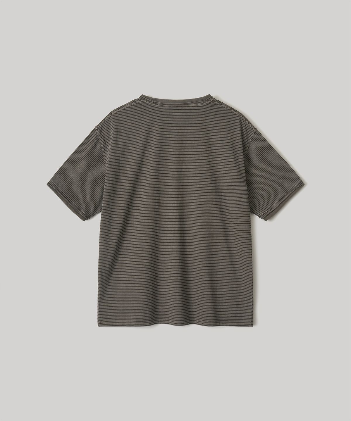 어나더 오피스(ANOTHER OFFICE) Dyed Raw-edge Stripe Tee (Mud Brown)