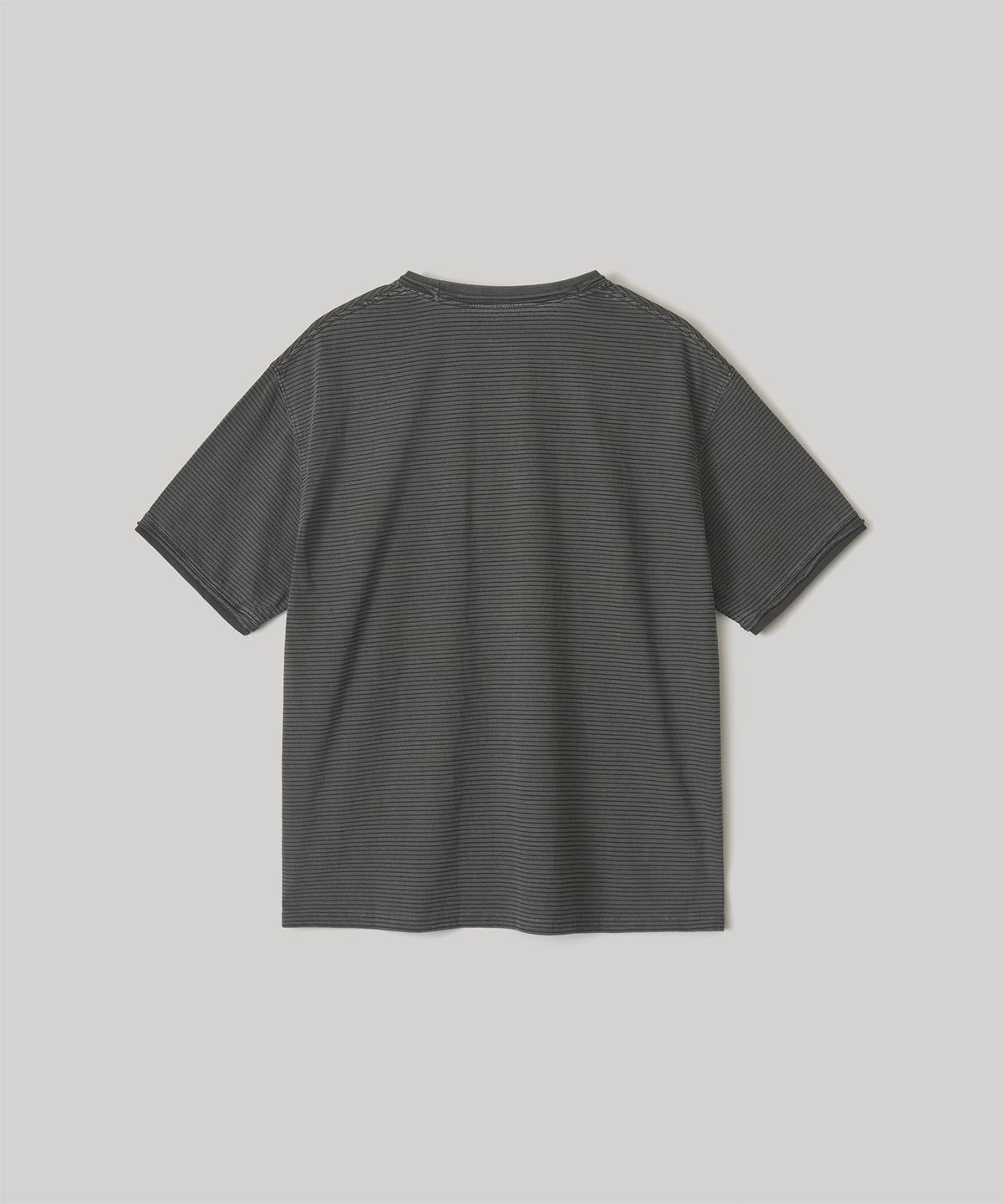 어나더 오피스(ANOTHER OFFICE) Dyed Raw-edge Stripe Tee (Charcoal)