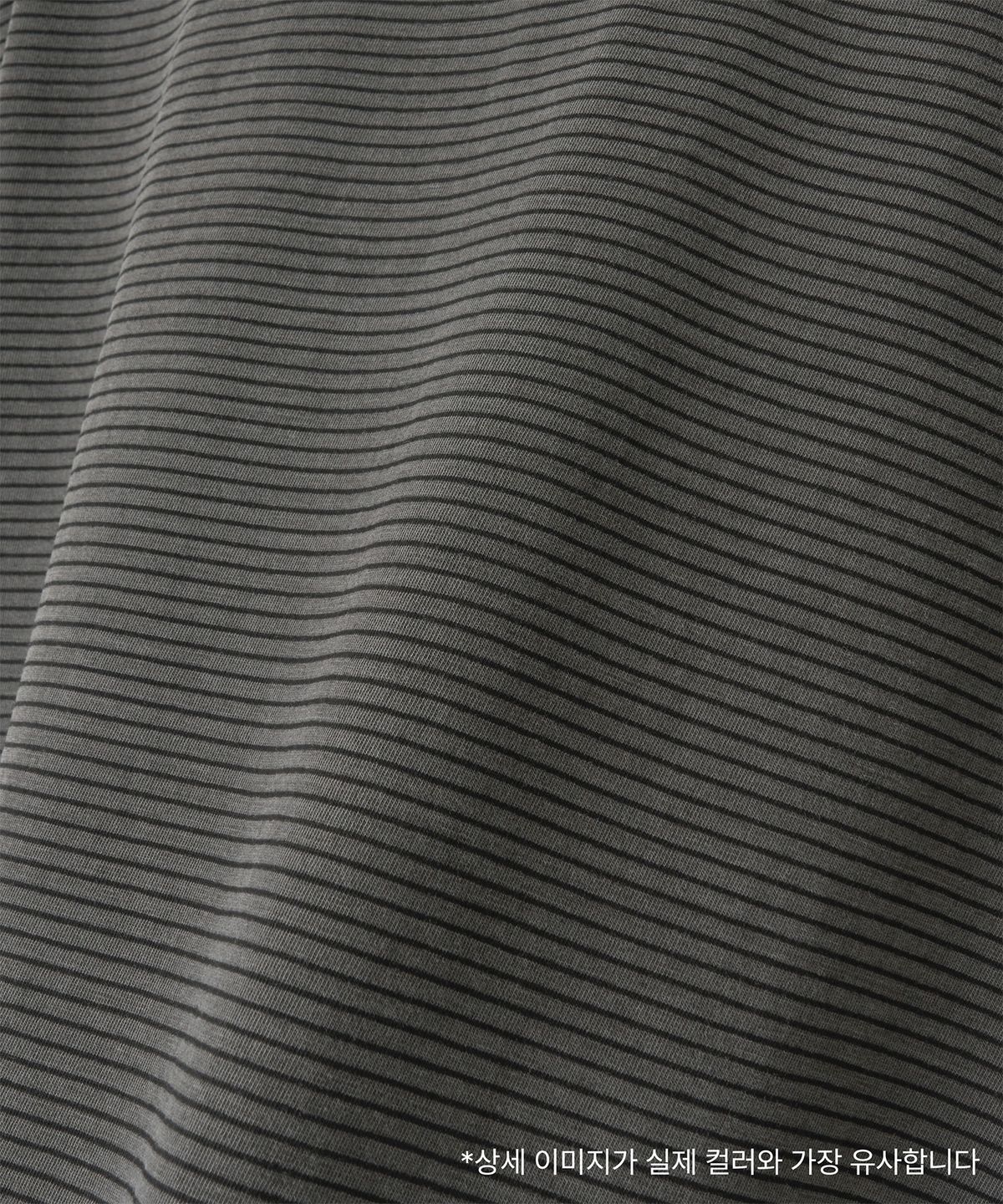 어나더 오피스(ANOTHER OFFICE) Dyed Raw-edge Stripe Tee (Charcoal)