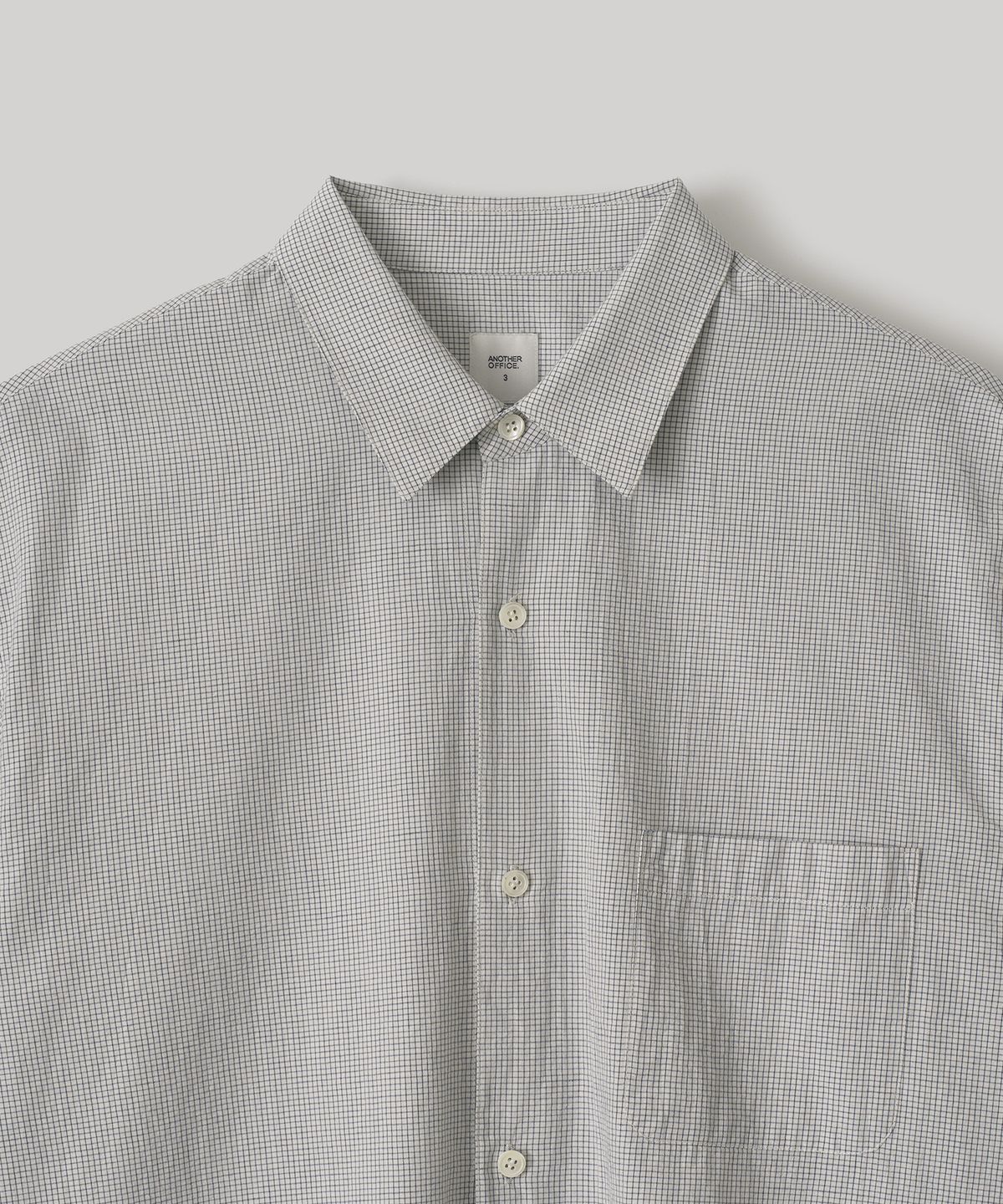 어나더 오피스(ANOTHER OFFICE) River Roll-Up Shirt (White-Navy Check)