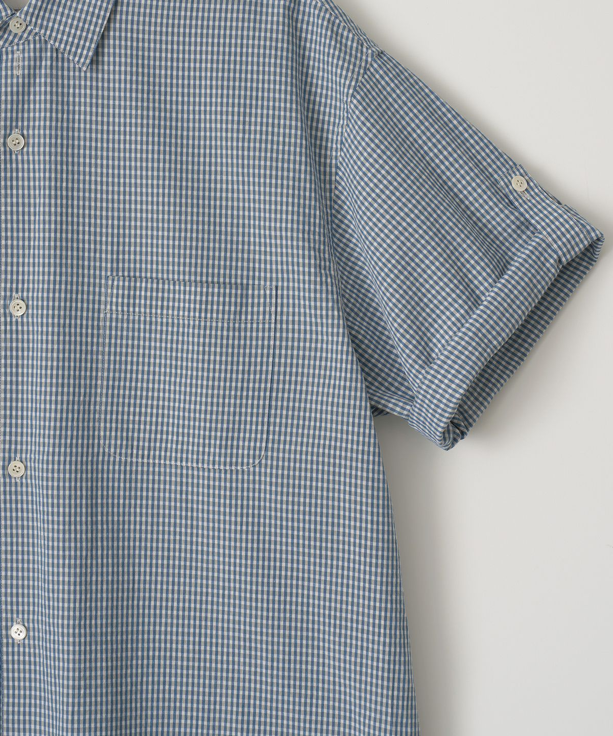어나더 오피스(ANOTHER OFFICE) River Roll-Up Shirt (Gray-Blue Check)