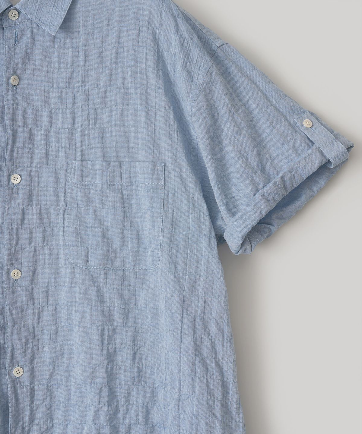 어나더 오피스(ANOTHER OFFICE) River Roll-Up Shirt (Blue Grid)