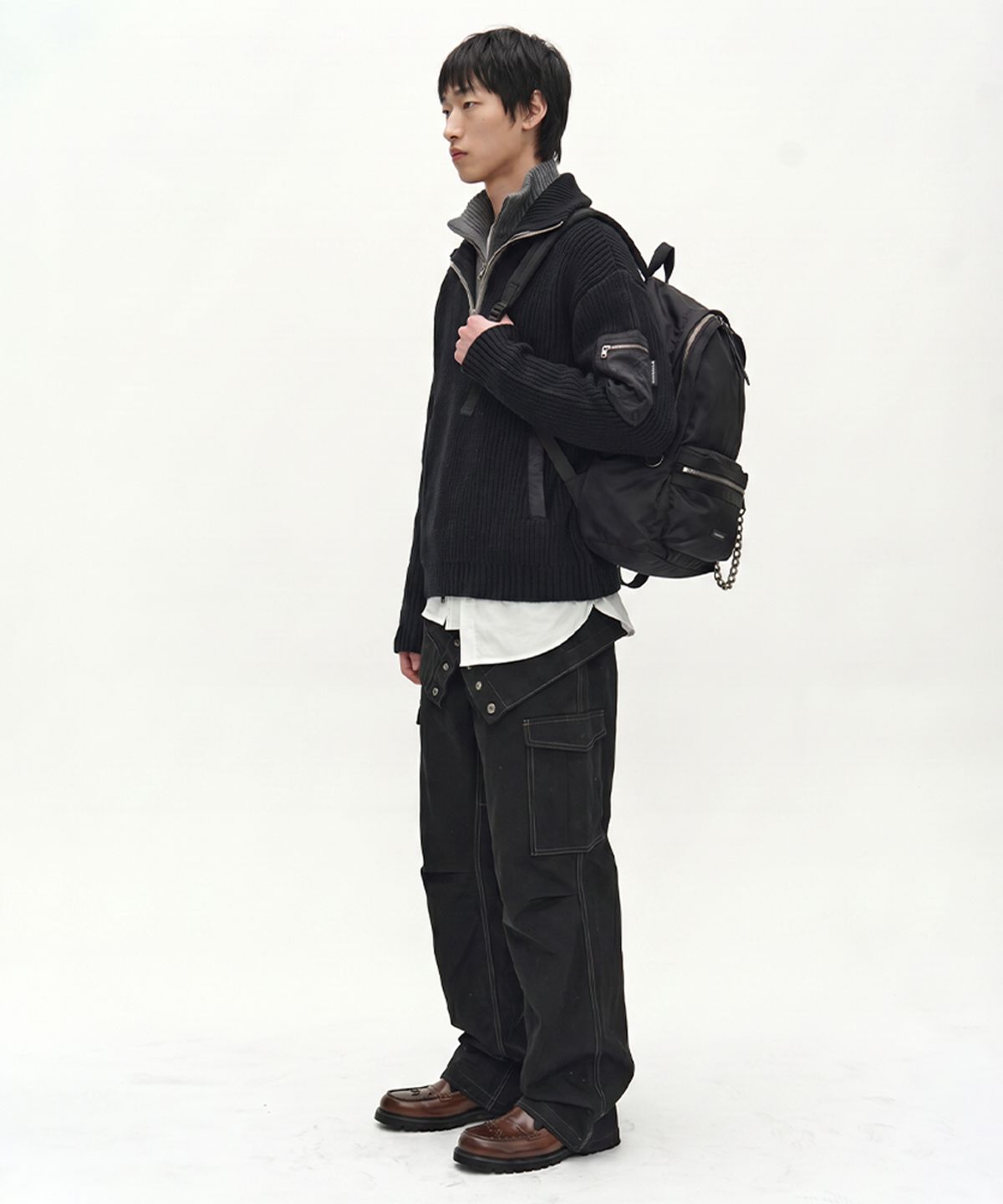 앤더슨벨(ADSB ANDERSSON BELL) UNISEX URBAN NYLON CHAIN BACKPACK aaa561u(BLACK)