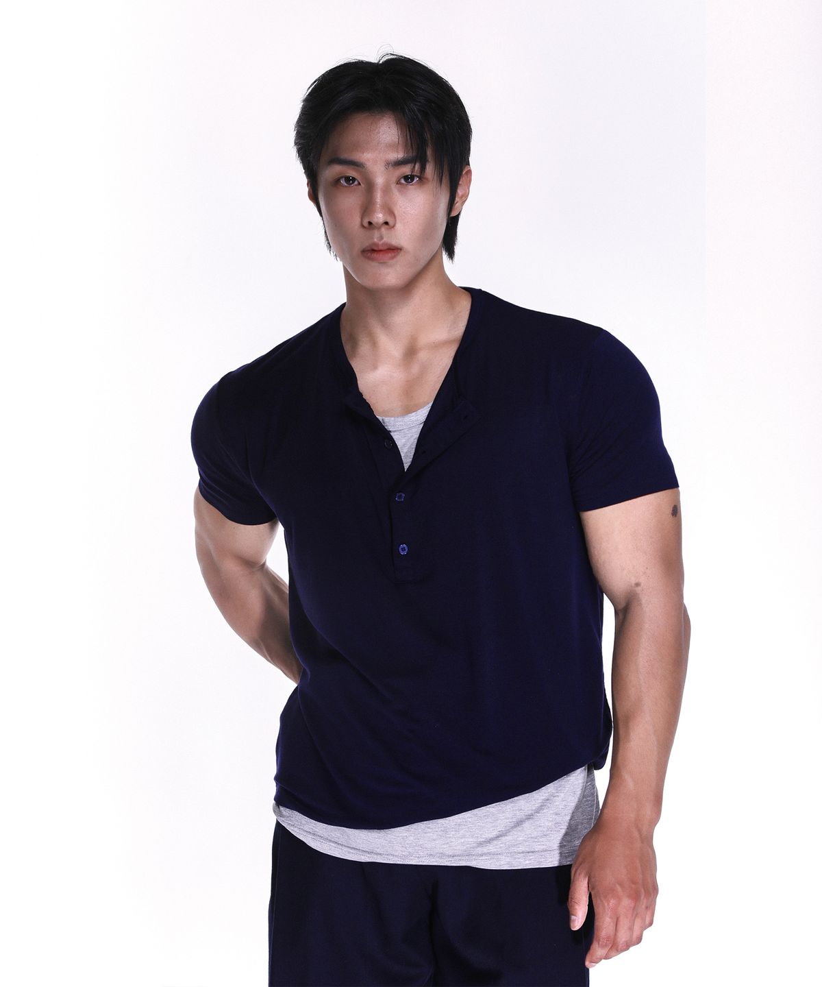 알브이디(RVD) 레이어드 소프트터치 헨리넥 머슬핏 반팔티 (3PACK)