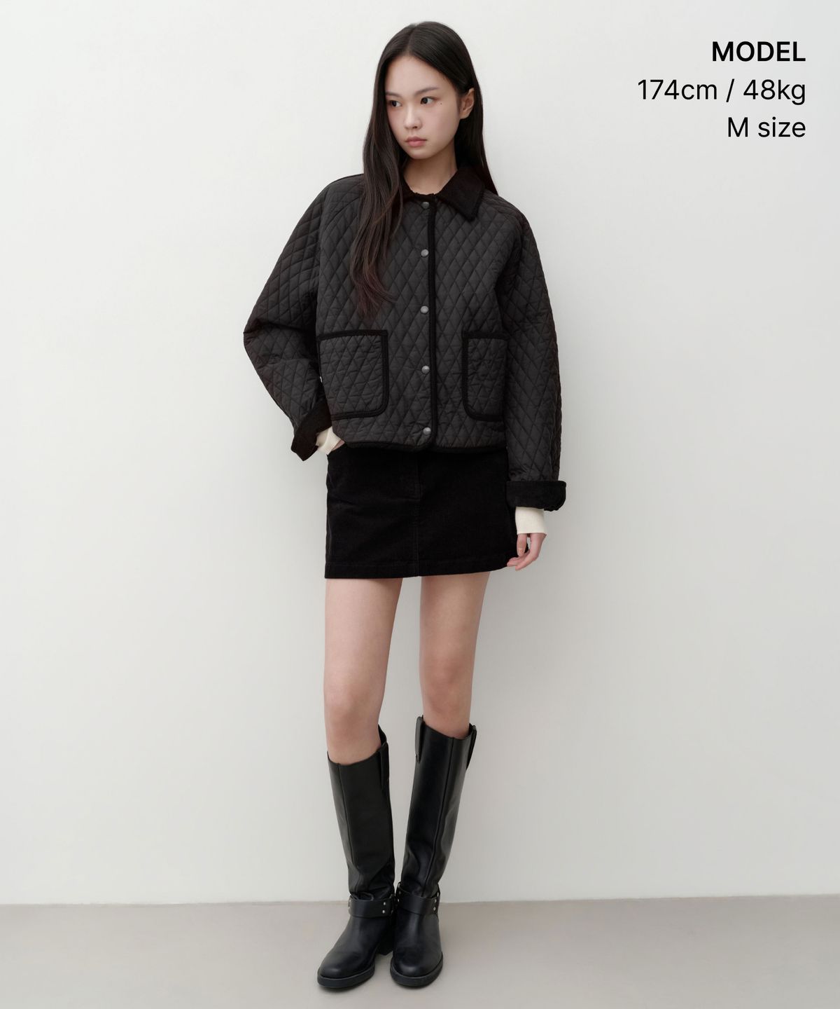 무신사 스탠다드 우먼(MUSINSA STANDARD WOMAN) 우먼즈 다이아몬드 퀼티드 재킷 [블랙]
