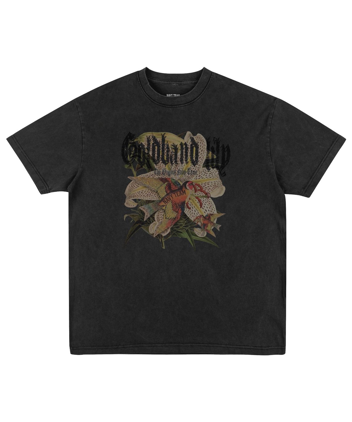 네이비팀(NAVYTEAM) Goldband lily 피그먼트 반팔 티셔츠(4color)