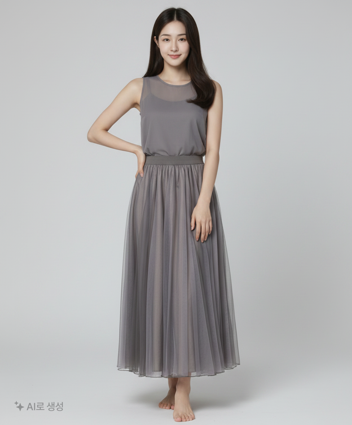 마리끌레르(MARIE CLAIRE) 튤 블록 플레어 스커트(MODASK03N3) 38
