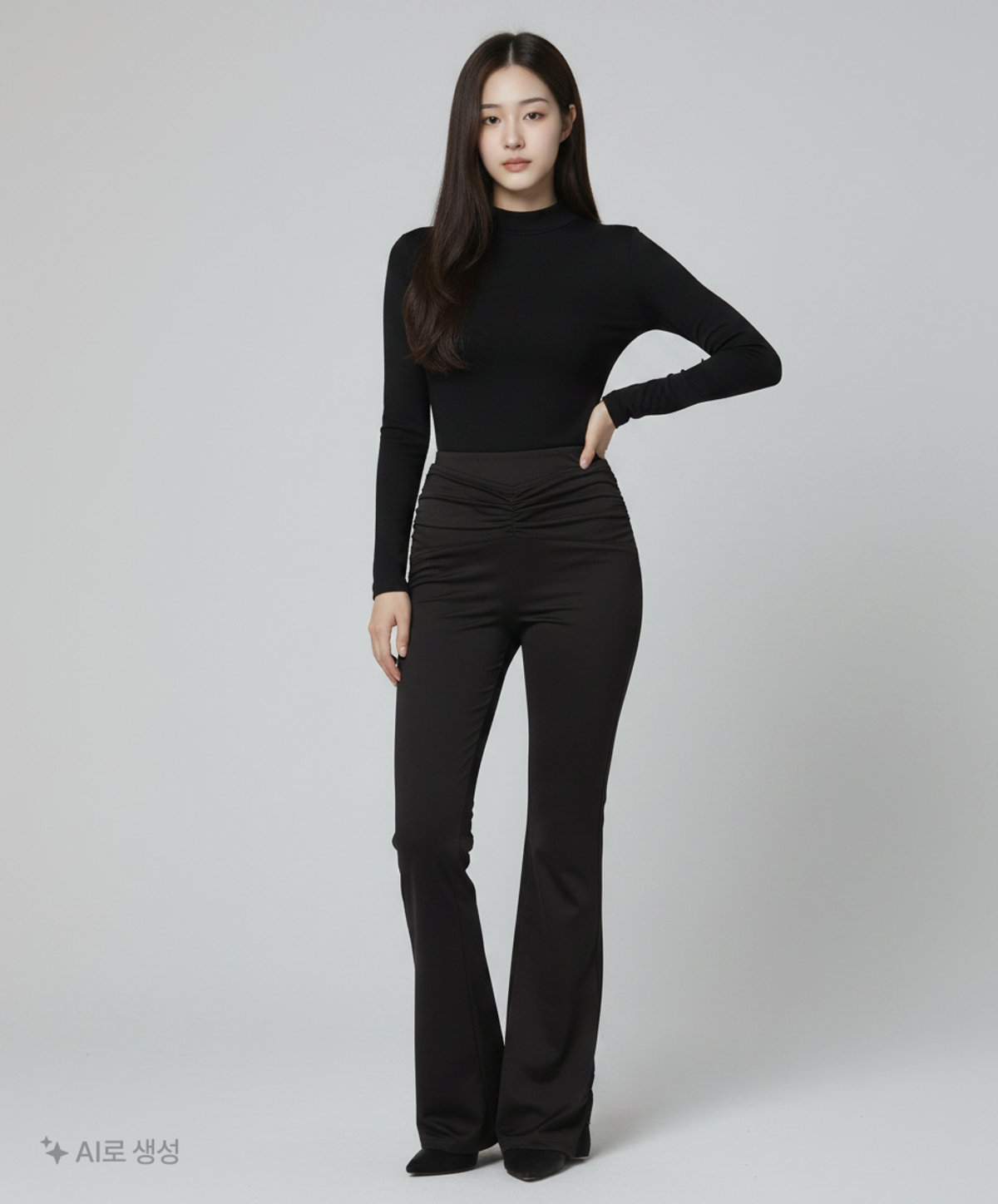 오디너리 홀리데이(ORDINARY HOLIDAY) SHIRRING WAIST BOOTCUT PANTS [BLACK] OMM