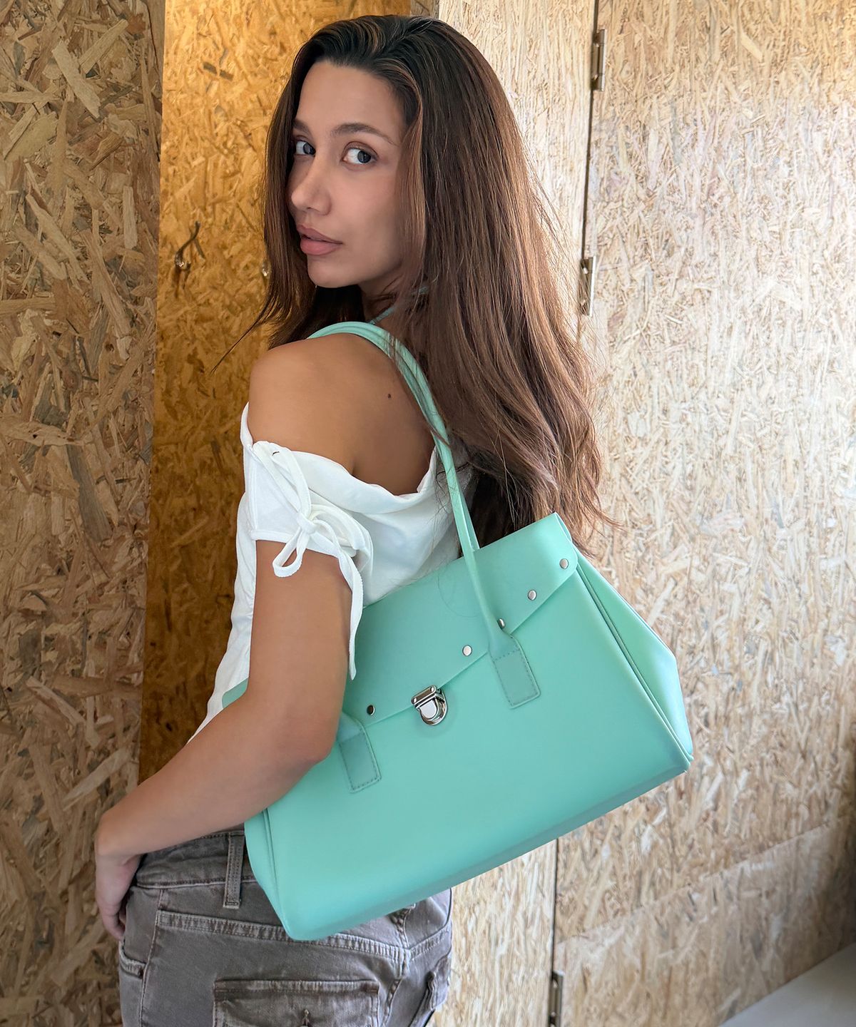 크리스틴프로젝트(CHRISTINE PROJECT) [선글라스 백참 증정]STUD JELLY SHOULDER BAG(MINT)