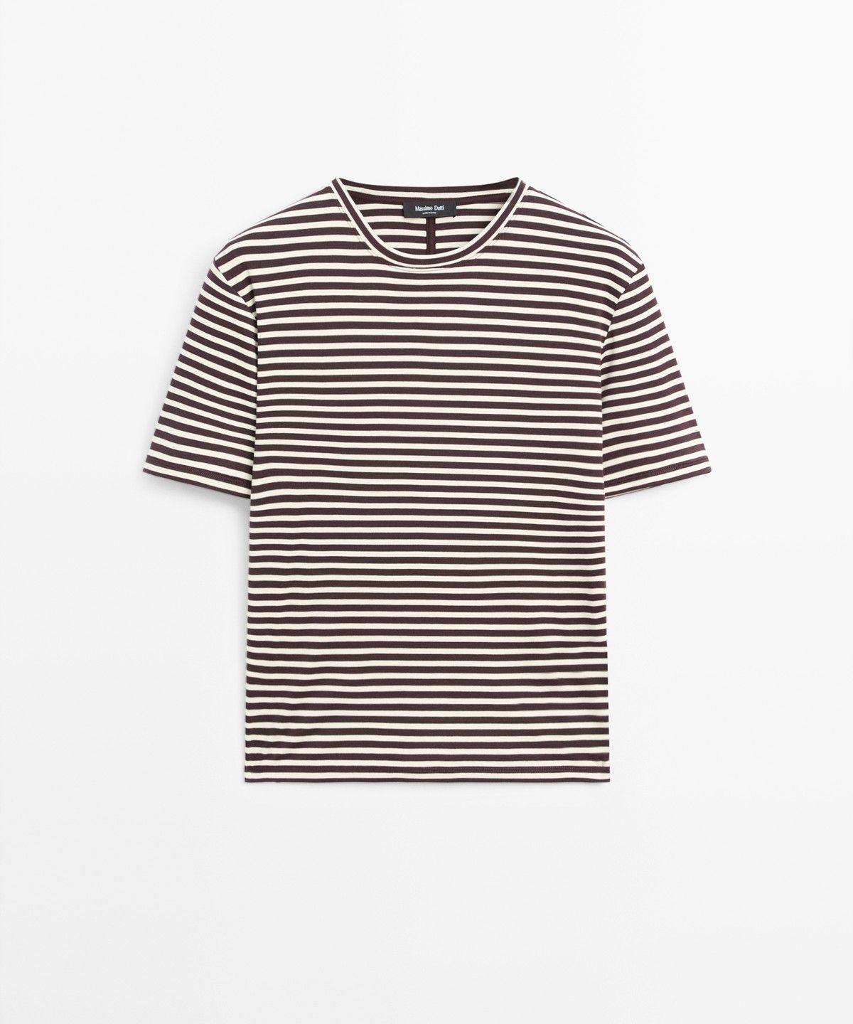 마시모두띠(MASSIMO DUTTI) 100% 코튼 스트라이프 반팔 티셔츠