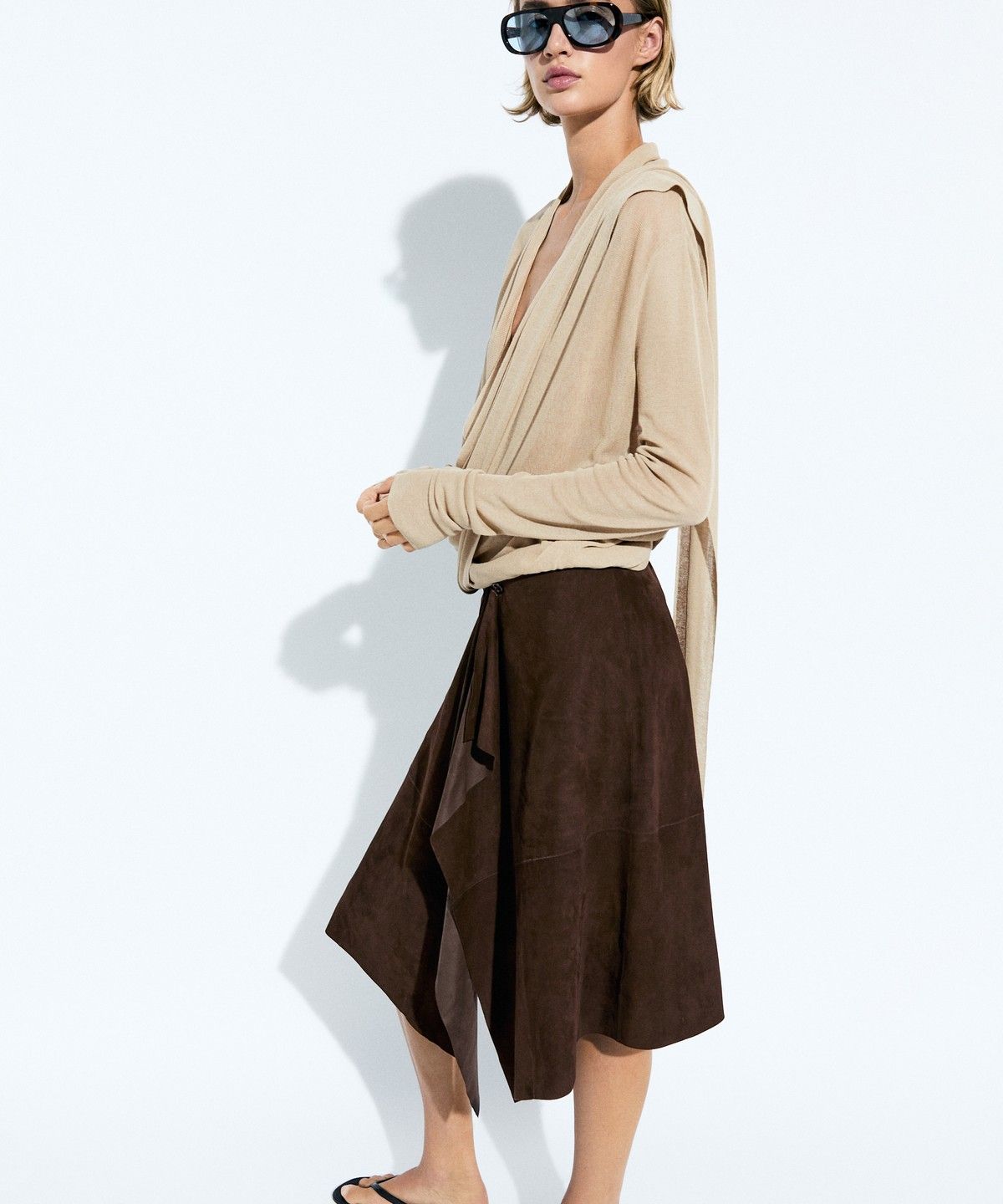 마시모두띠(MASSIMO DUTTI) 드레이프 랩 니트 카디건