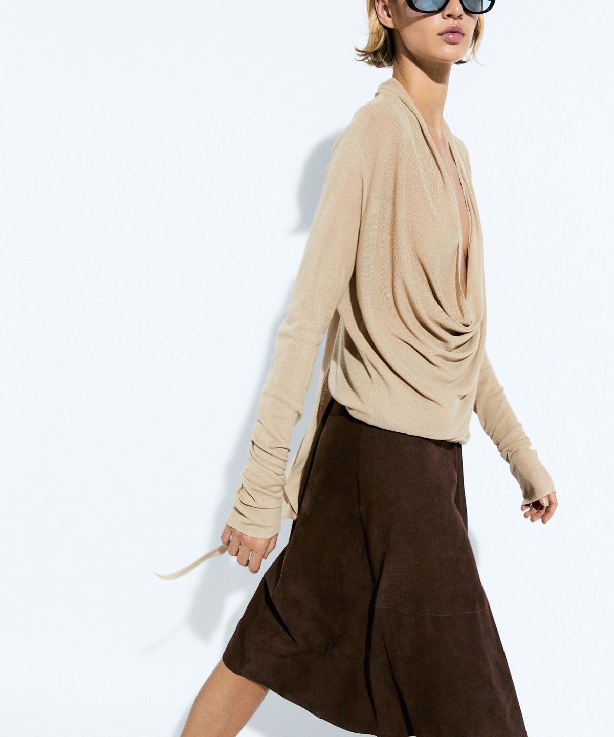마시모두띠(MASSIMO DUTTI) 드레이프 랩 니트 카디건