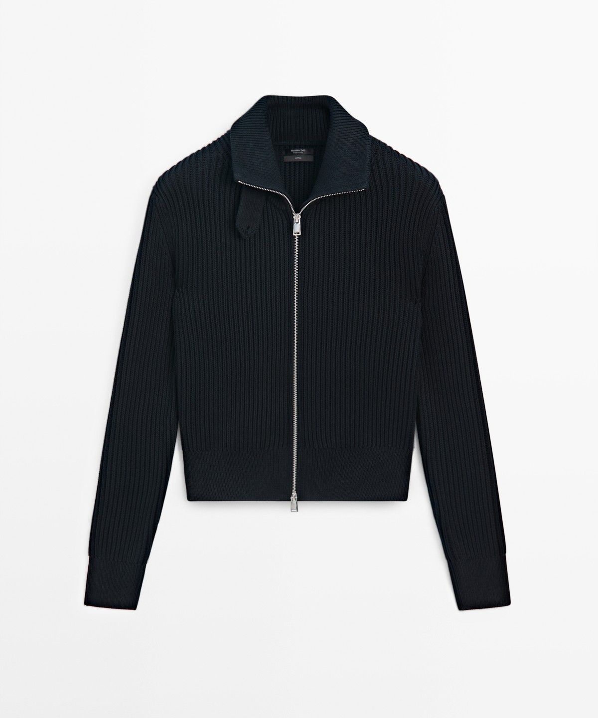 마시모두띠(MASSIMO DUTTI) 100% 코튼 칼라 디테일 니트 가디건