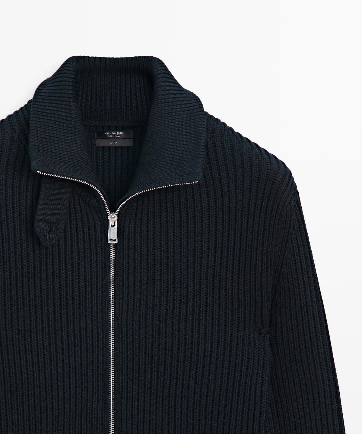 마시모두띠(MASSIMO DUTTI) 100% 코튼 칼라 디테일 니트 가디건