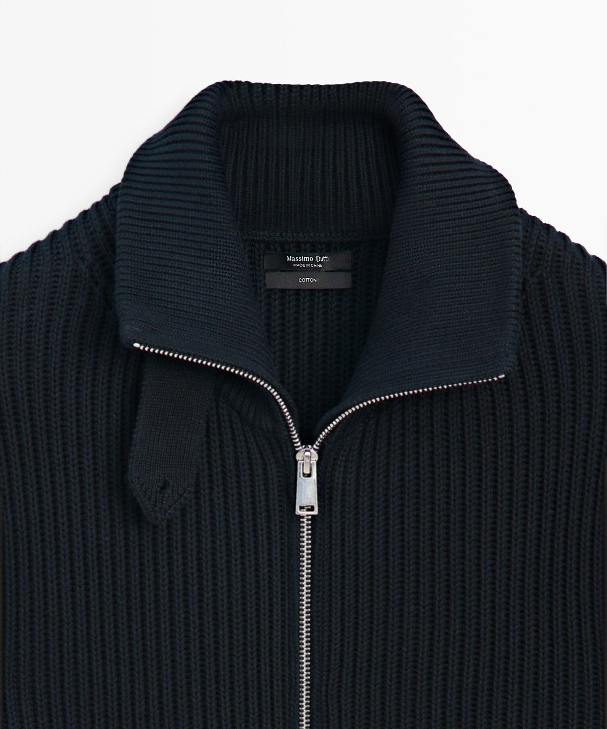 마시모두띠(MASSIMO DUTTI) 100% 코튼 칼라 디테일 니트 가디건