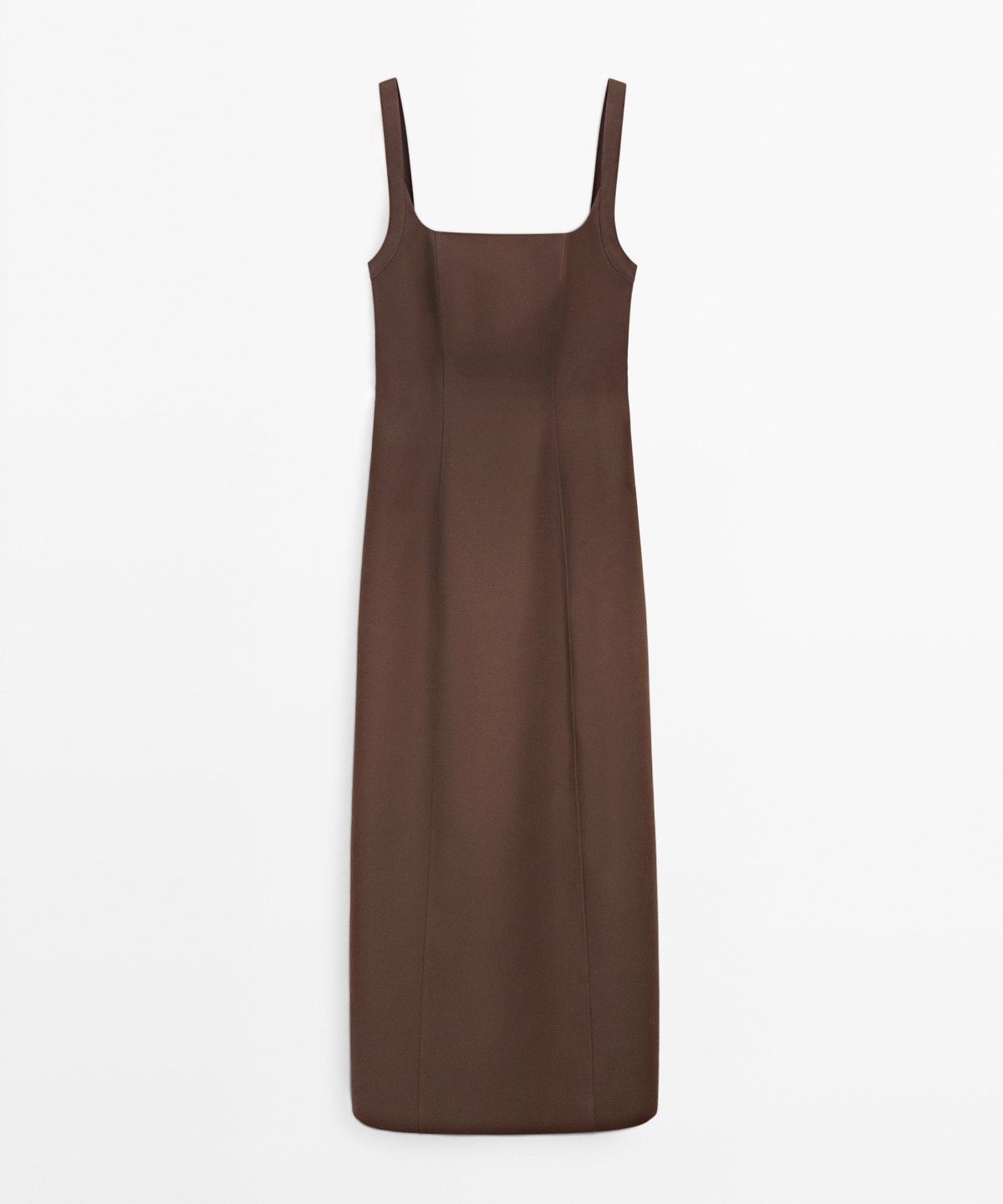 마시모두띠(MASSIMO DUTTI) 면 혼방 스트랩 미디 원피스