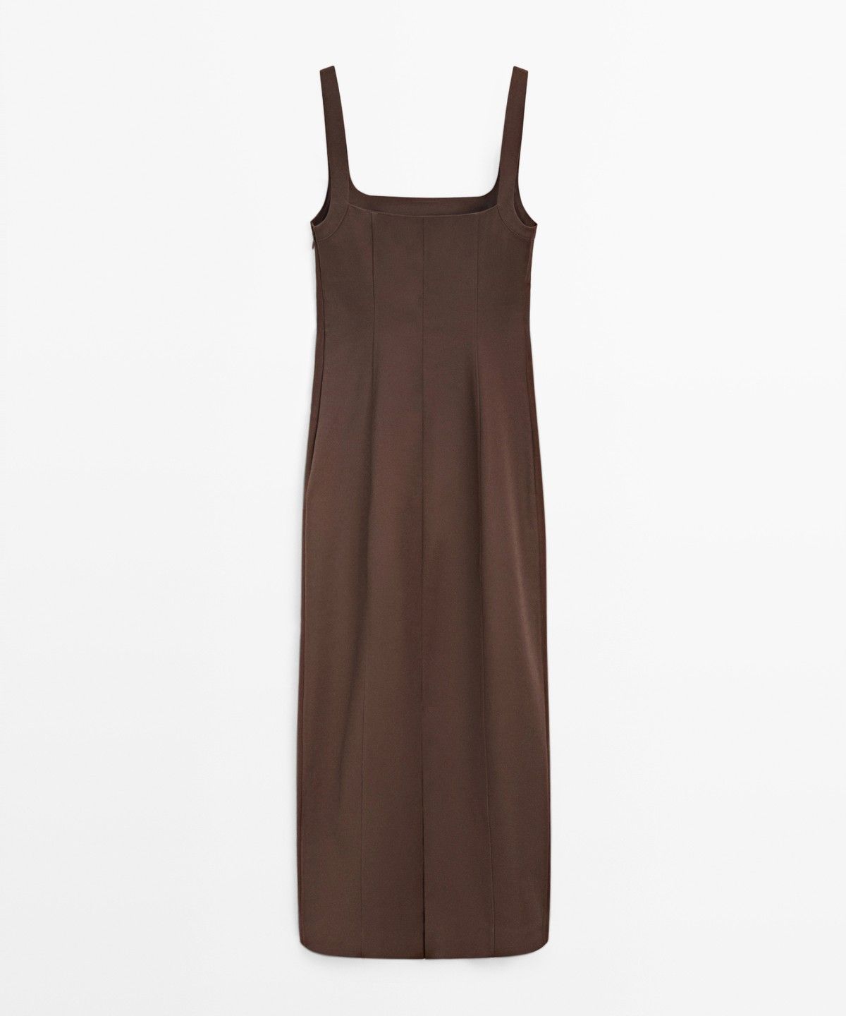 마시모두띠(MASSIMO DUTTI) 면 혼방 스트랩 미디 원피스