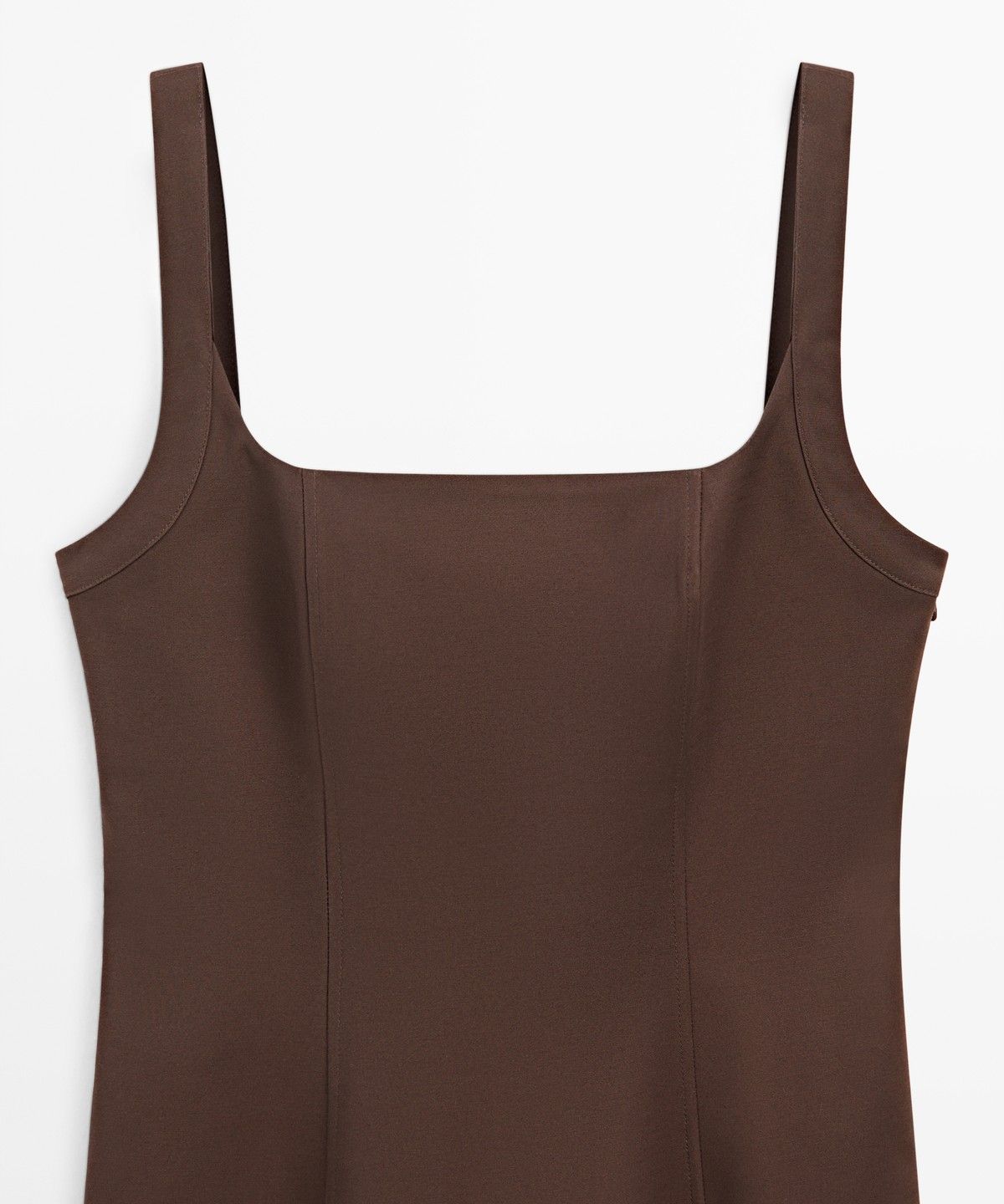 마시모두띠(MASSIMO DUTTI) 면 혼방 스트랩 미디 원피스