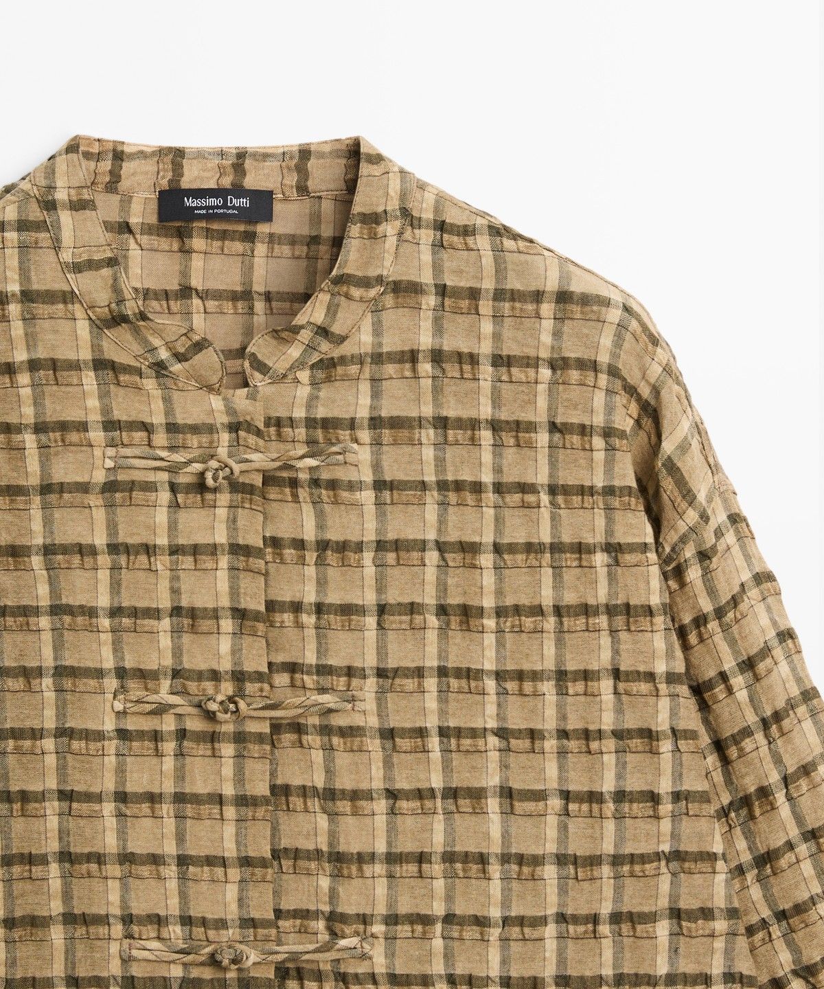 마시모두띠(MASSIMO DUTTI) 체크 디테일 플루이드 셔츠
