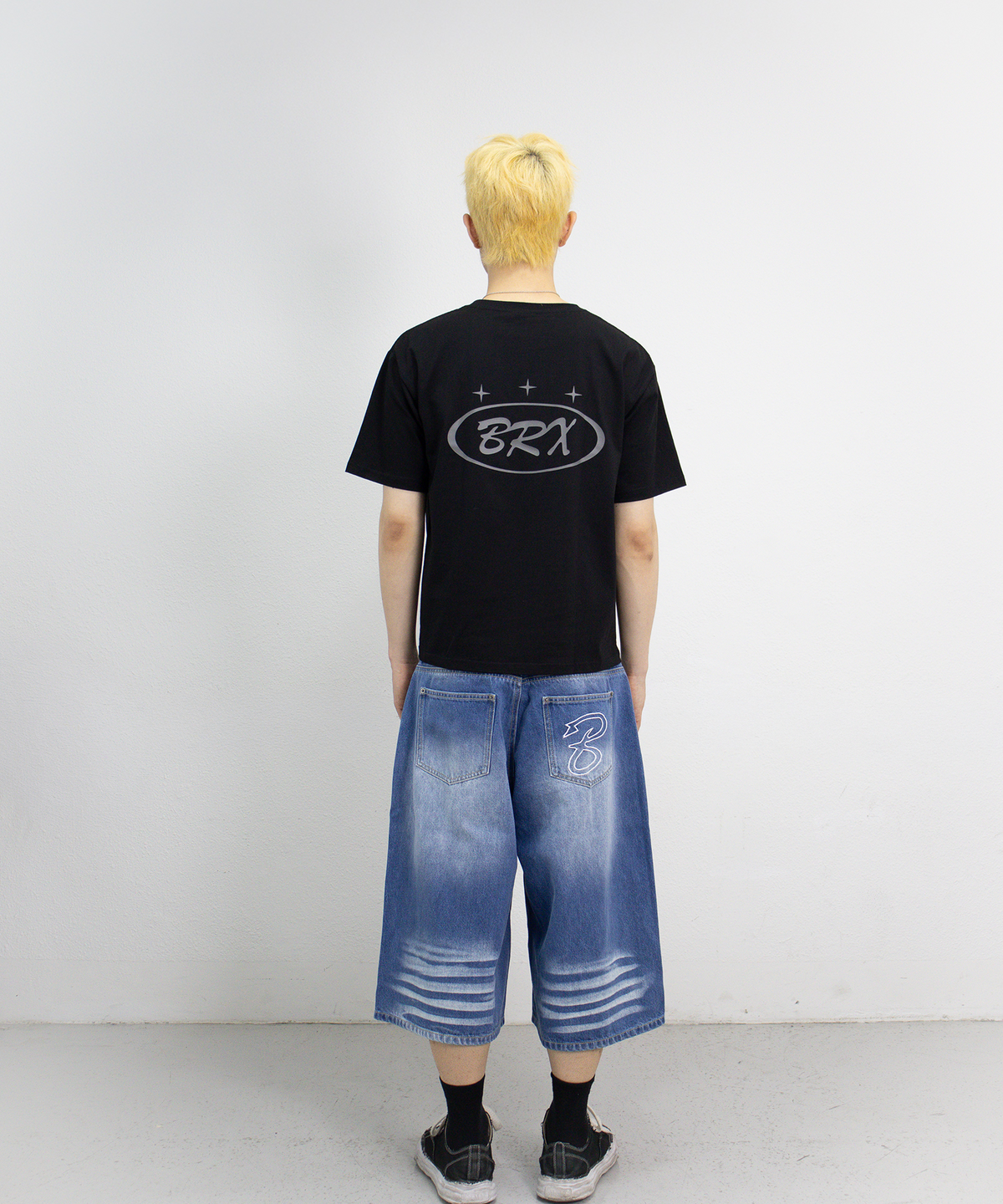 본엑스(BORNX) B Demim Bermuda Pants (Blue)