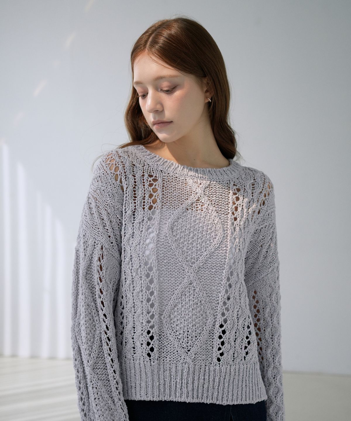 블레티(VLETI) Summer Fisherman Cable Loose Fit Knit (lavender)